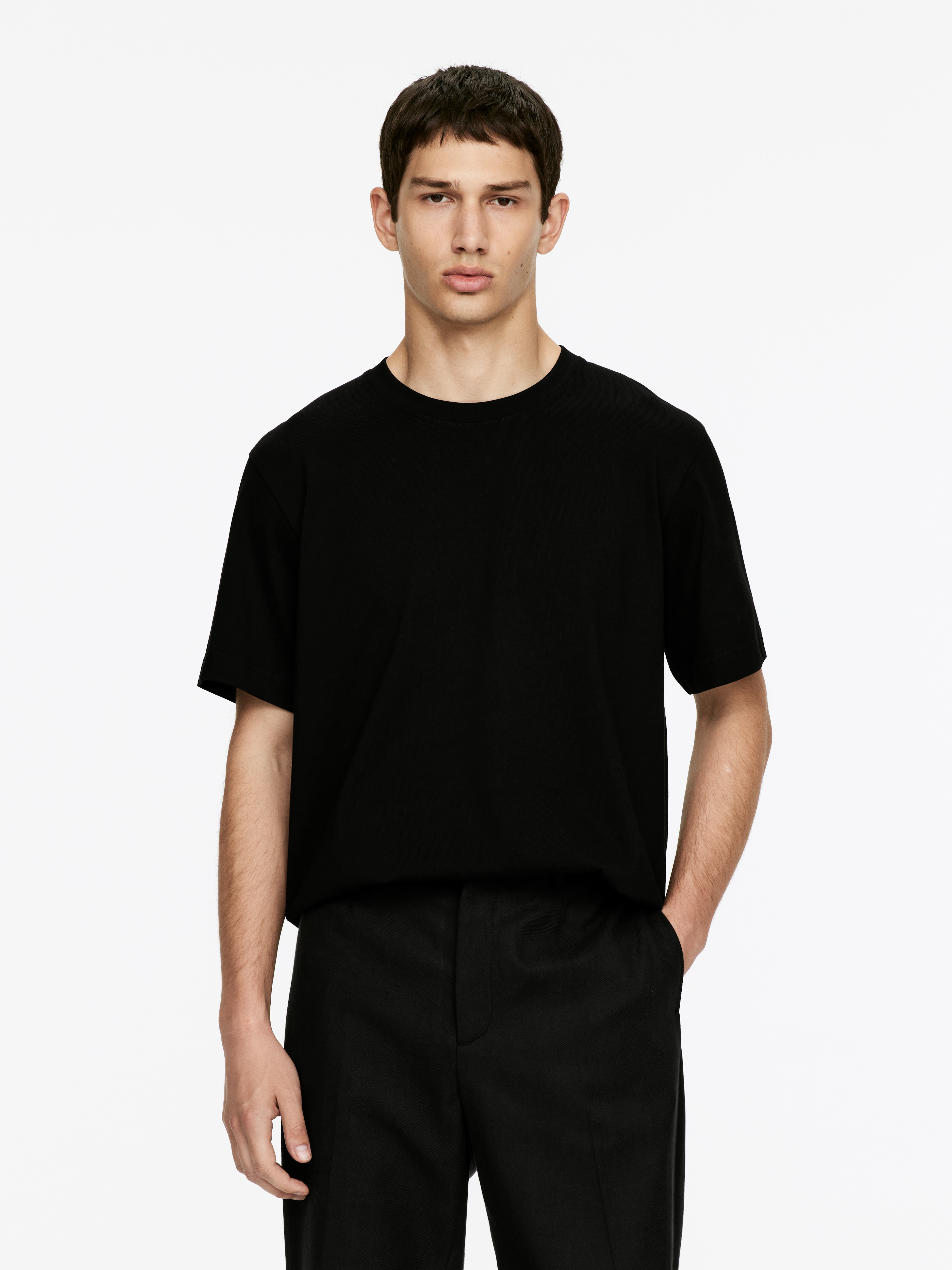 T-shirt d'épaisseur moyenne - Noir/Marron foncé/Blanc cassé/Bleu foncé/Blanc/Gris clair chiné/Vert kaki