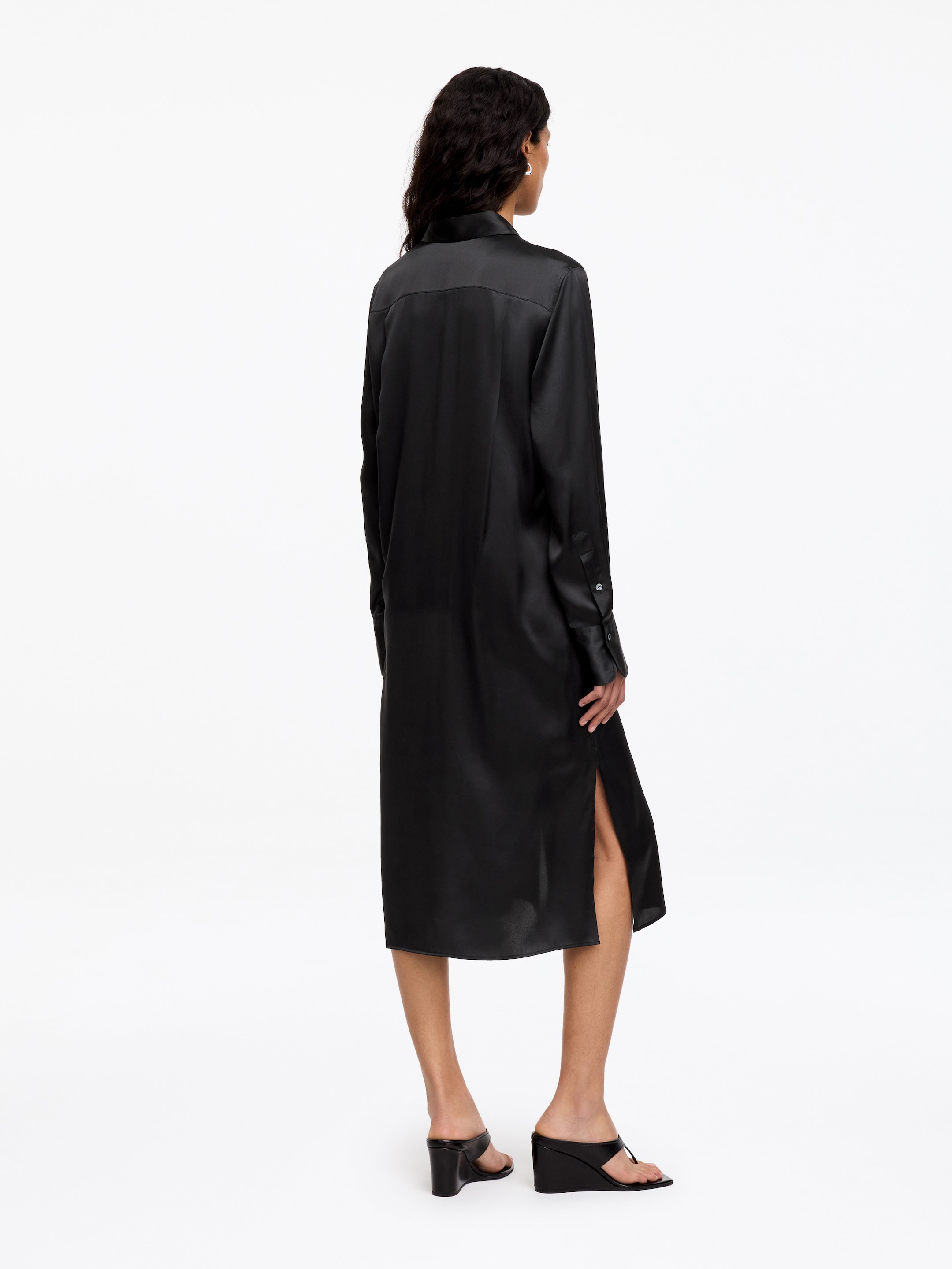 Vestido de seda abotonado - Gris oscuro - Corte estándar - Women - StillMedia/Lookbook - 4