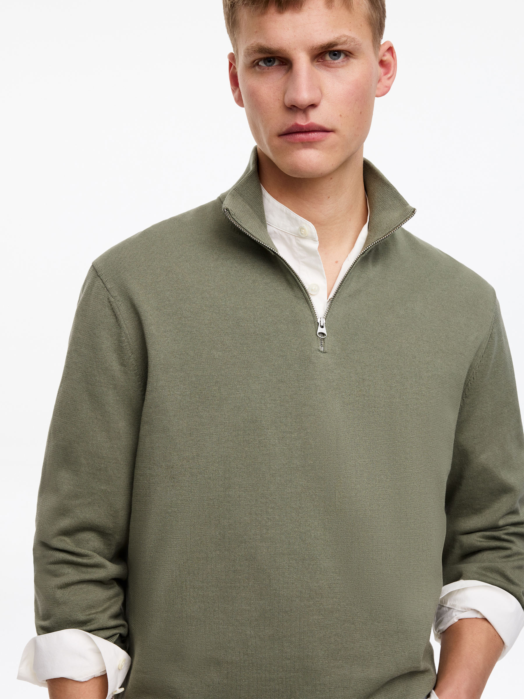 Jersey de media cremallera de punto - Verde caqui - Corte estándar - Men - StillMedia/Lookbook - 5