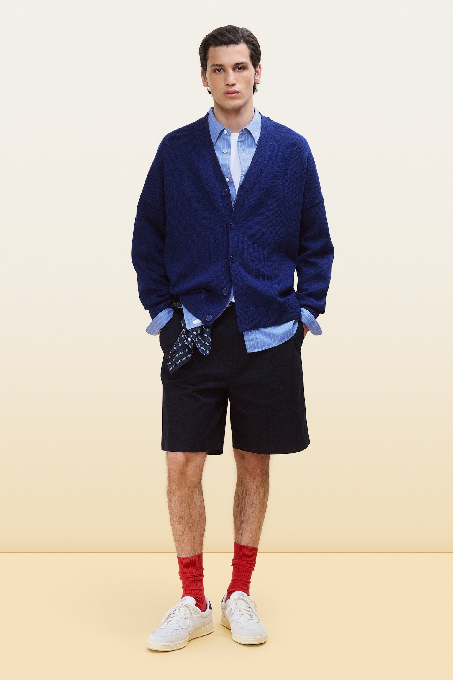 Cardigan in cotone - Blu scuro/Verde scuro - 4