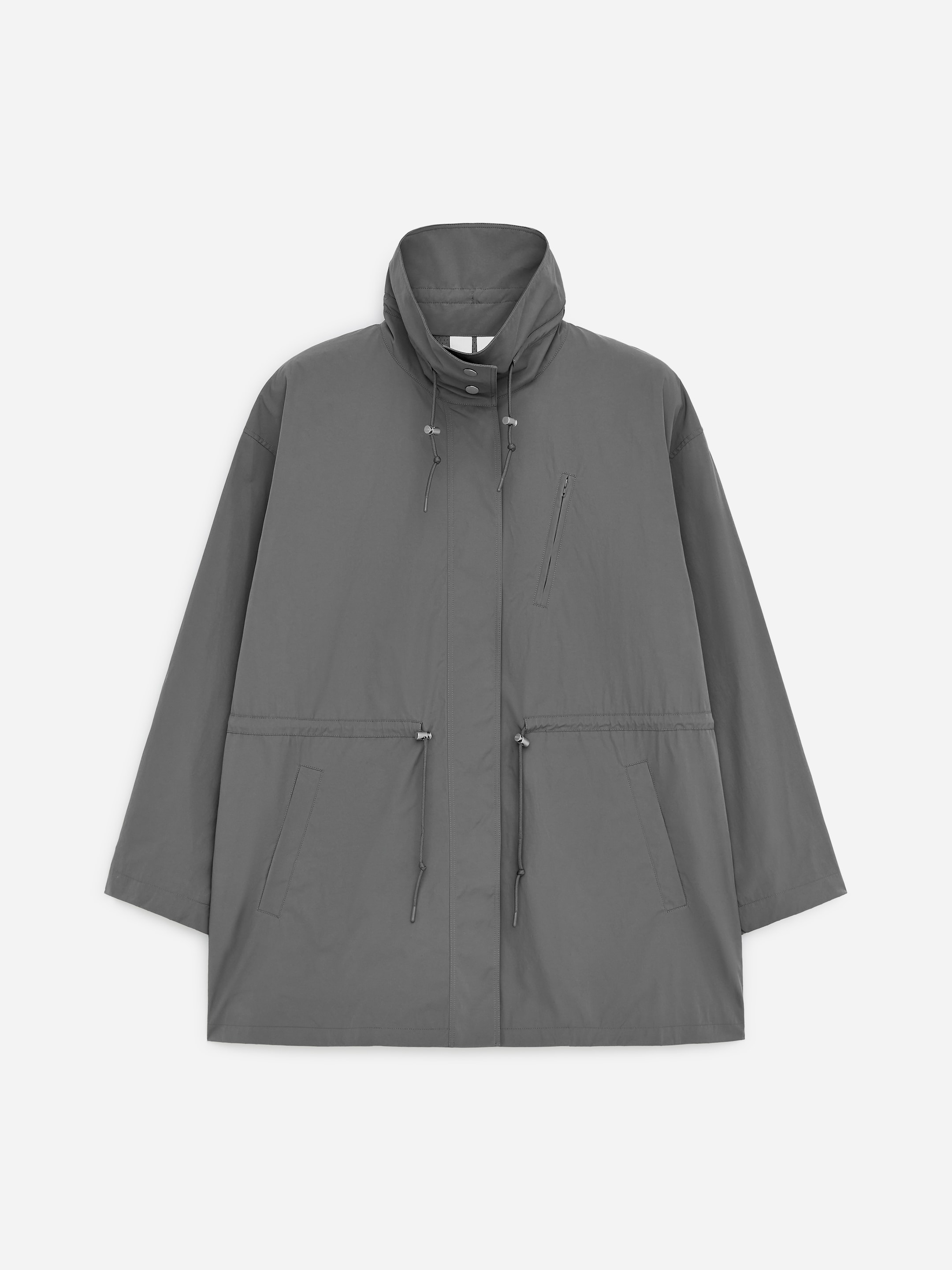 High-Collar Nylon Jacket-Grey-18381