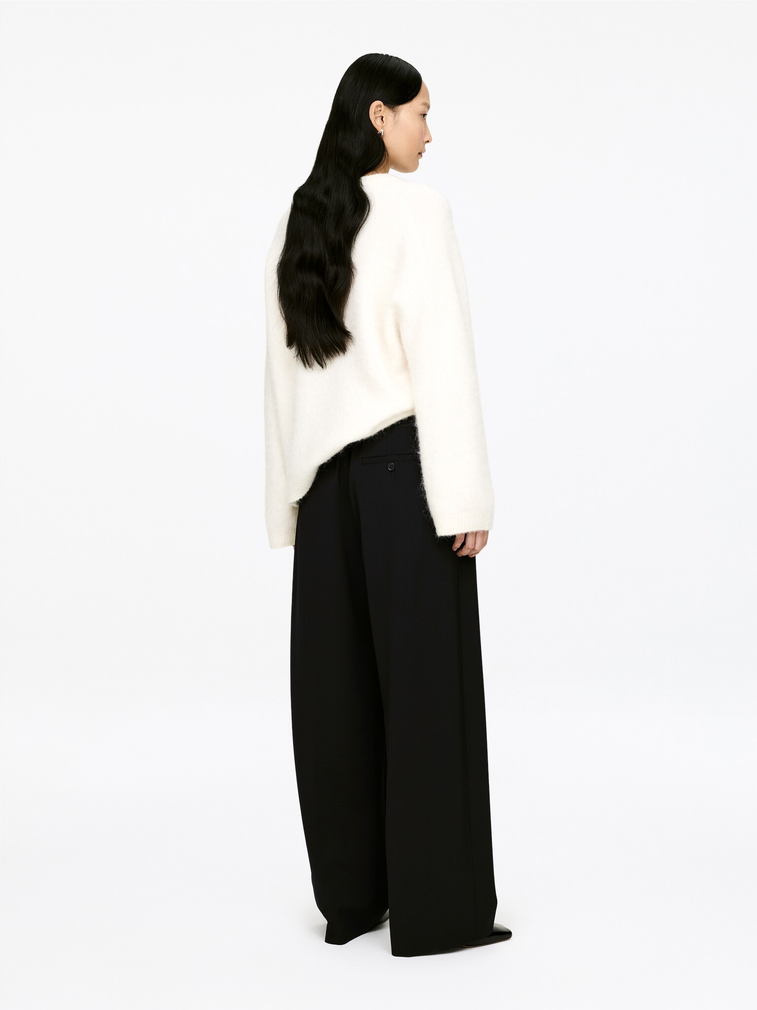 Pantalon en sergé à taille élastique - Noir - 4