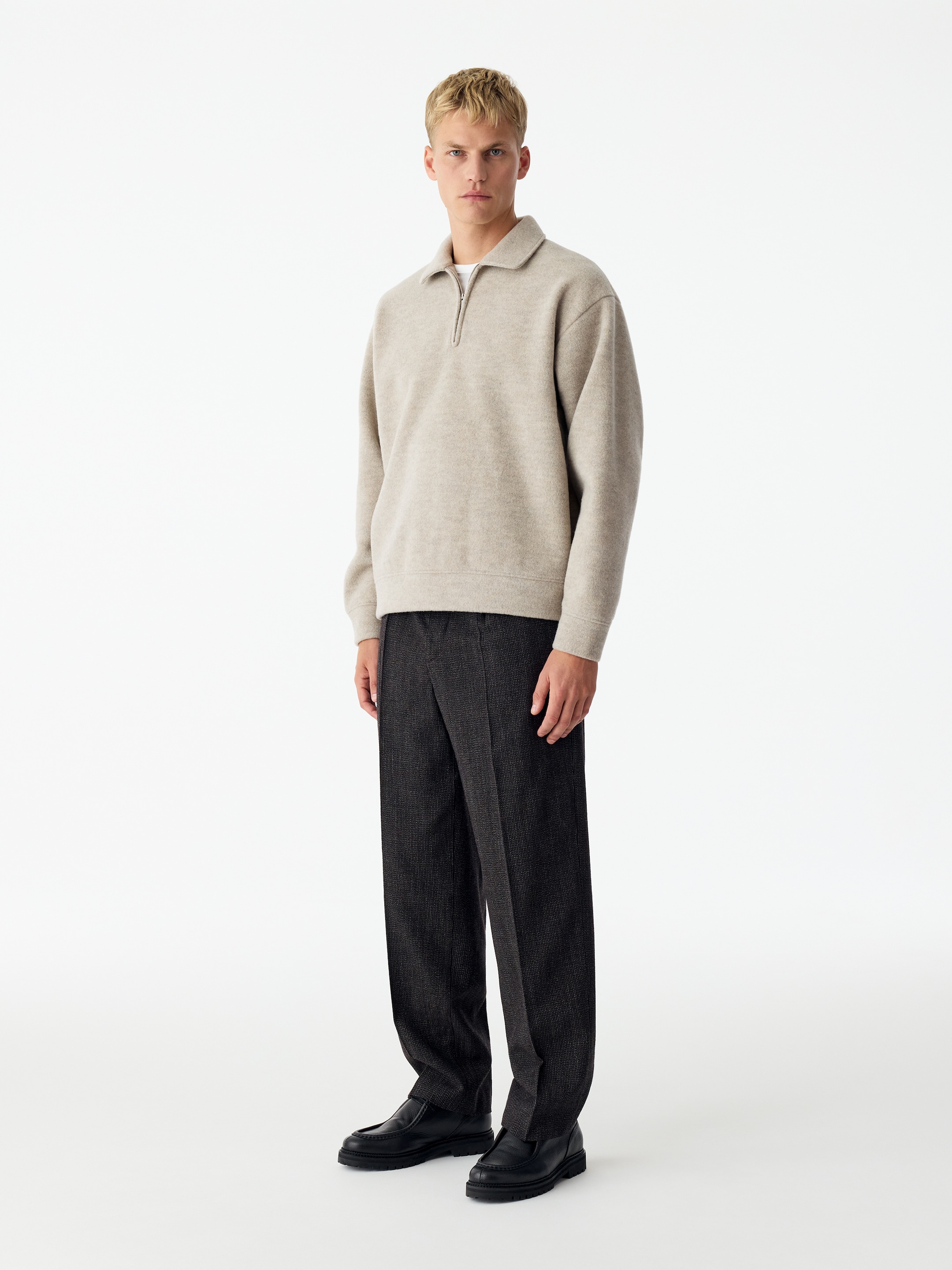 Maglione doppiato con mezza cerniera - Beige mélange - Relaxed fit - men - StillMedia/Lookbook - 3