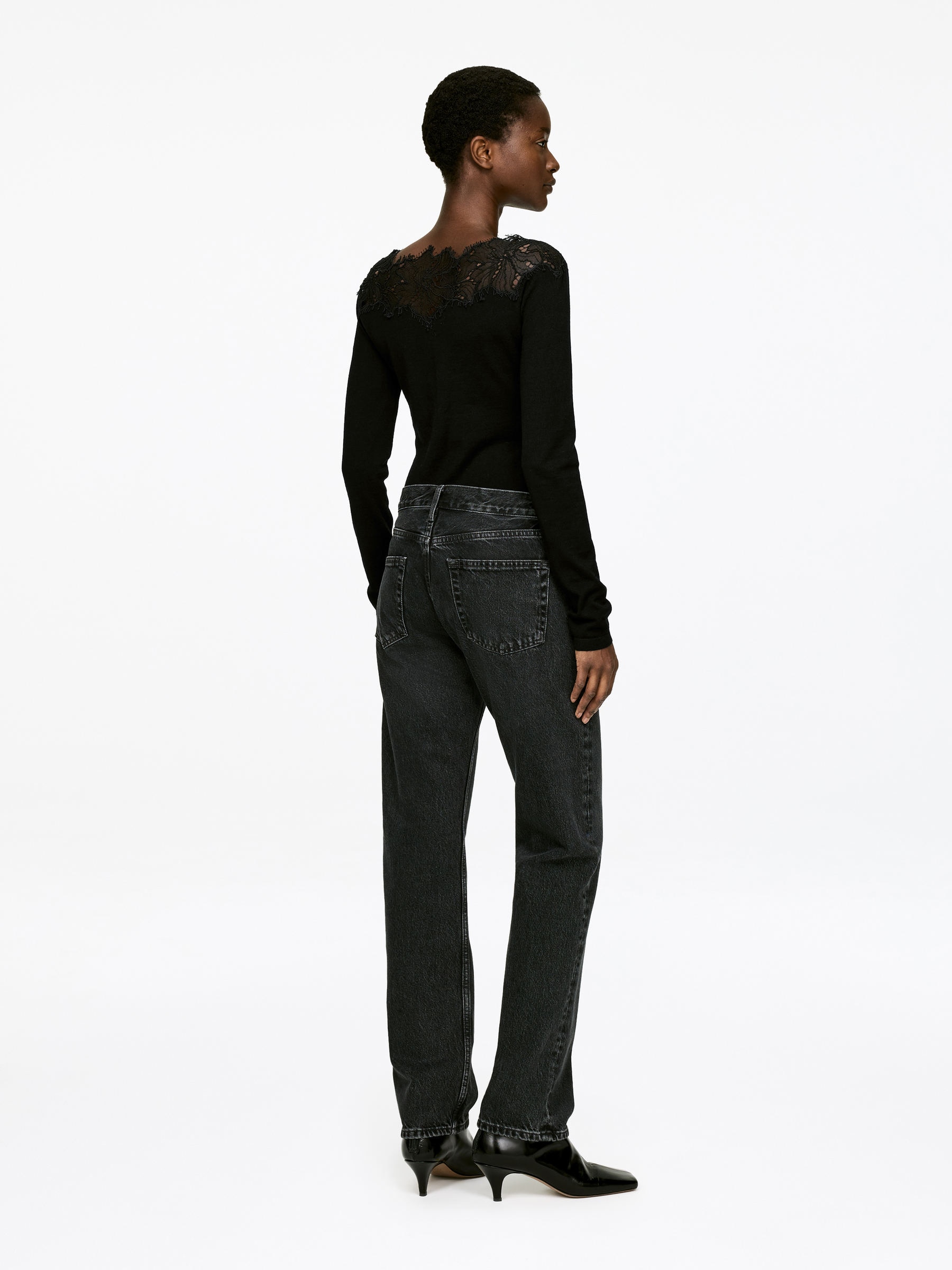 Lace-Detail Knitted Top - Black - Slim fit - Women - StillMedia/Lookbook - 3
