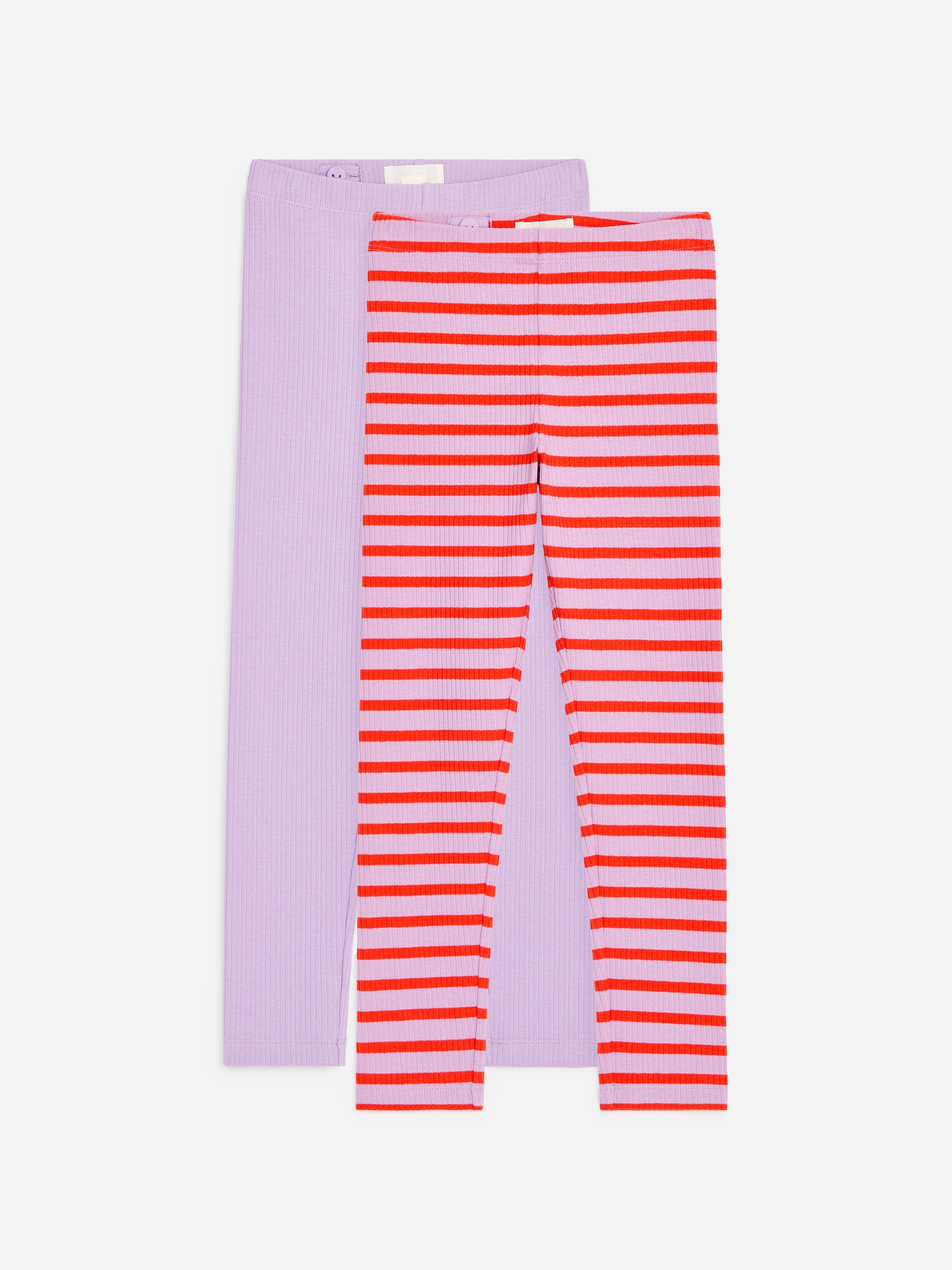 Rib Jersey Leggings Set of 2-Purple-19869