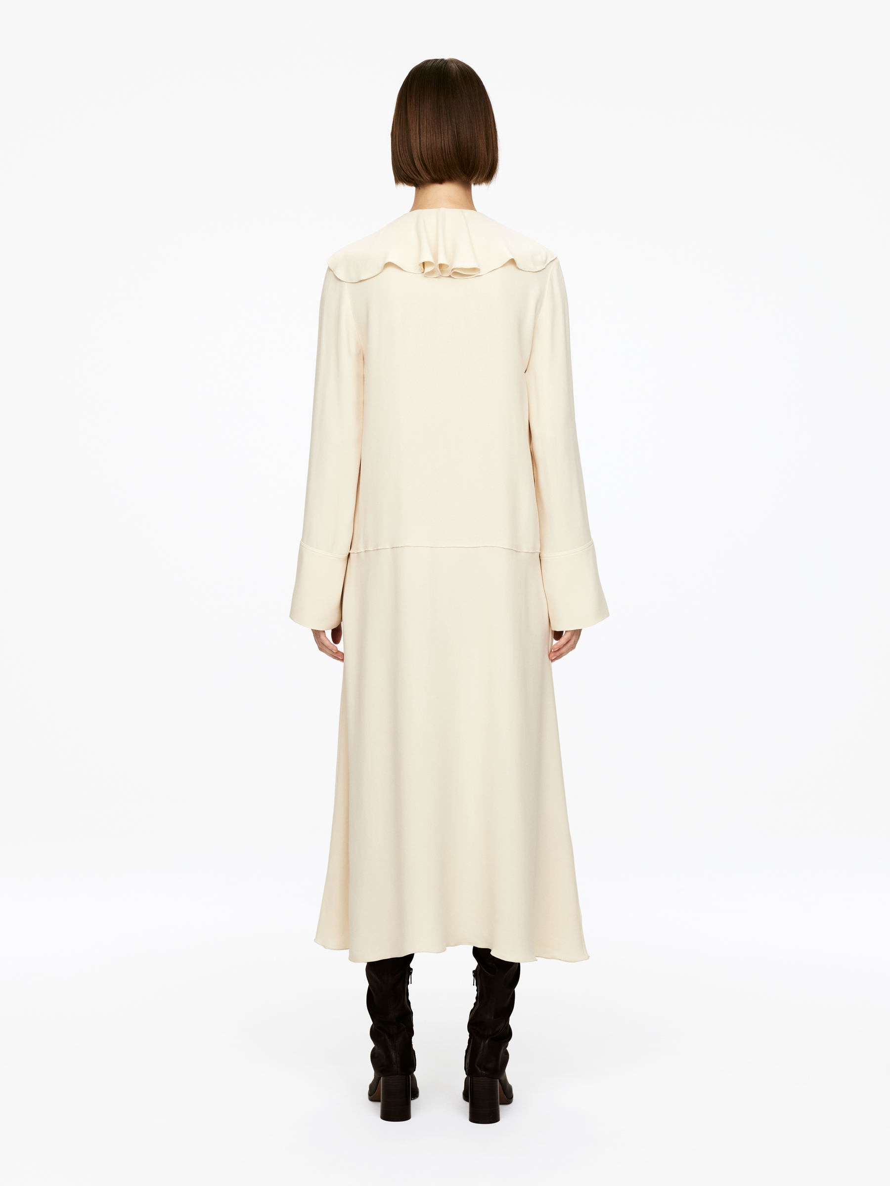 Frill-Neck Dress - Off White - Regular fit - Women - StillMedia/Lookbook - 6