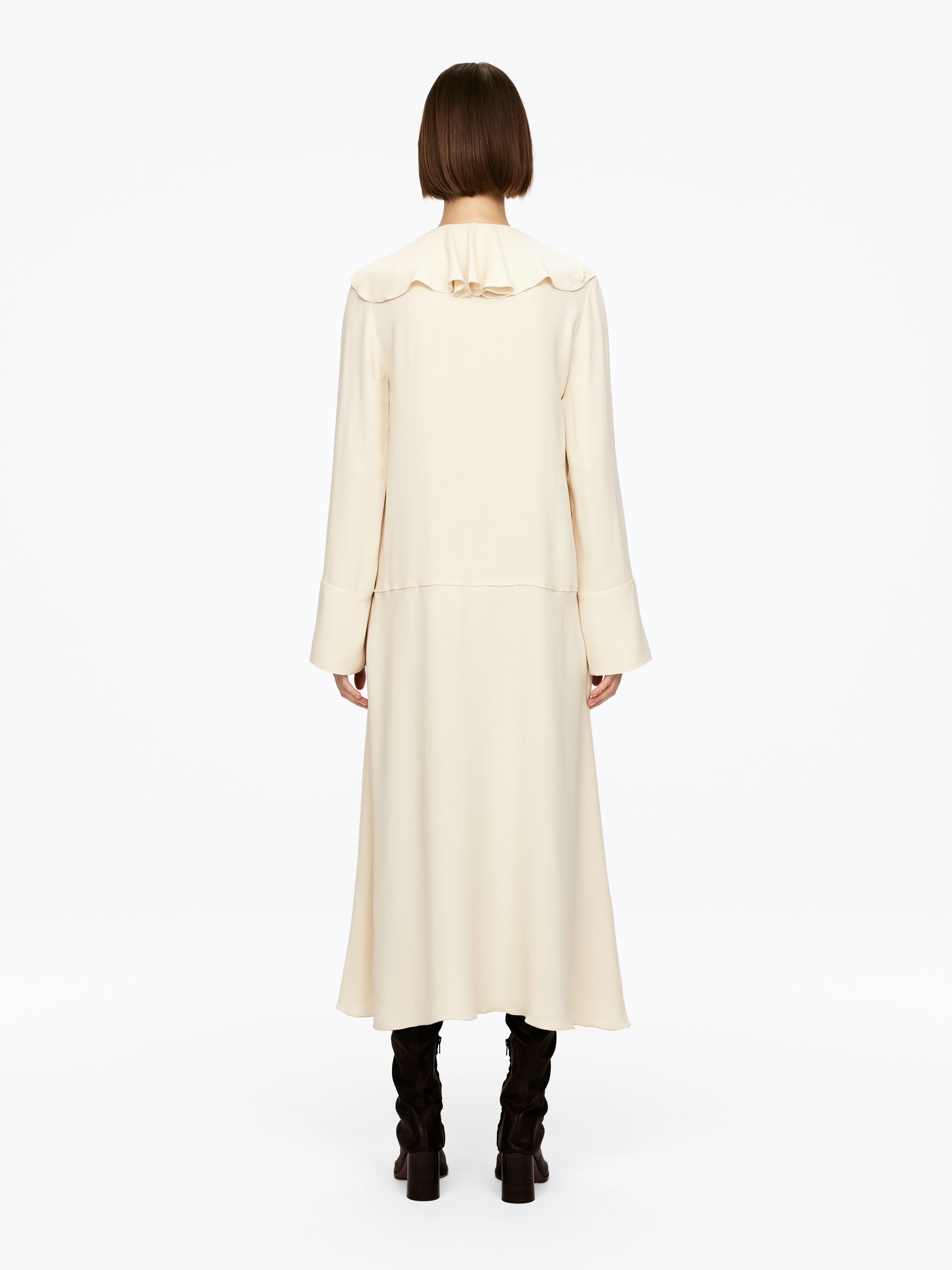 Frill-Neck Dress - Off White - Regular fit - Women - StillMedia/Lookbook - 6