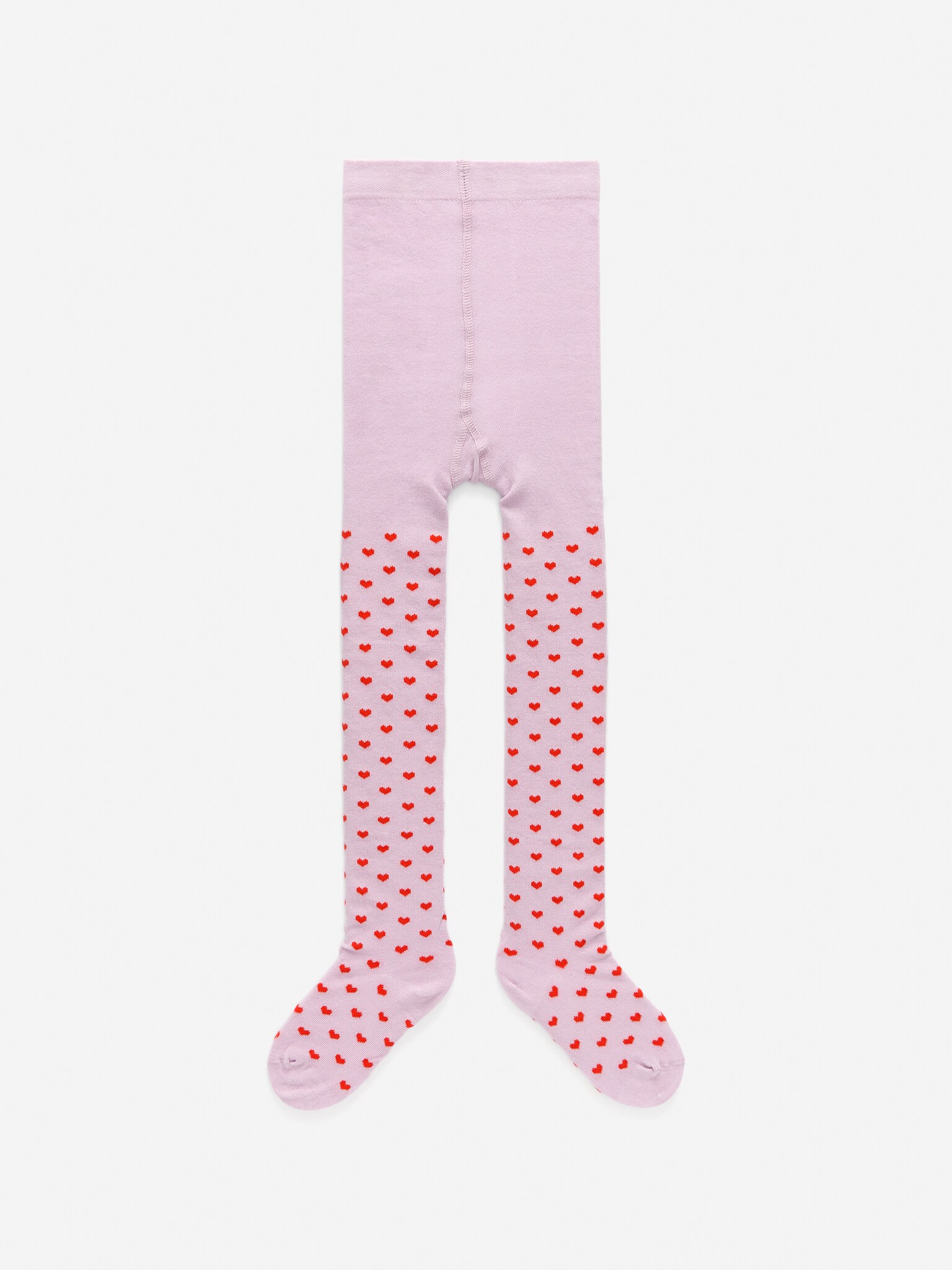 Collants en coton mélangé - Mauve/Cœurs rouges