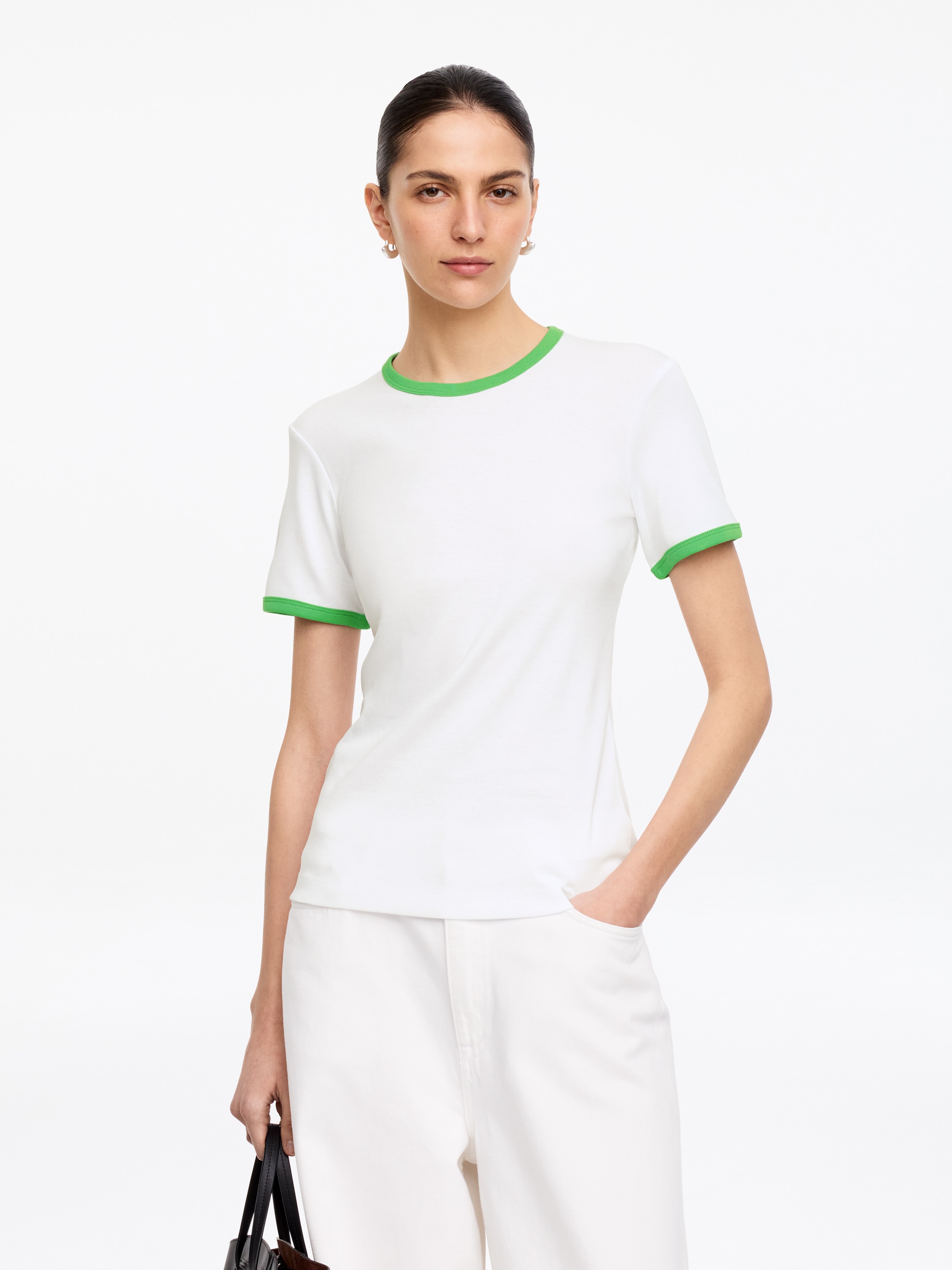 T-shirt a coste - Bianco/Verde/Blu scuro/Giallo