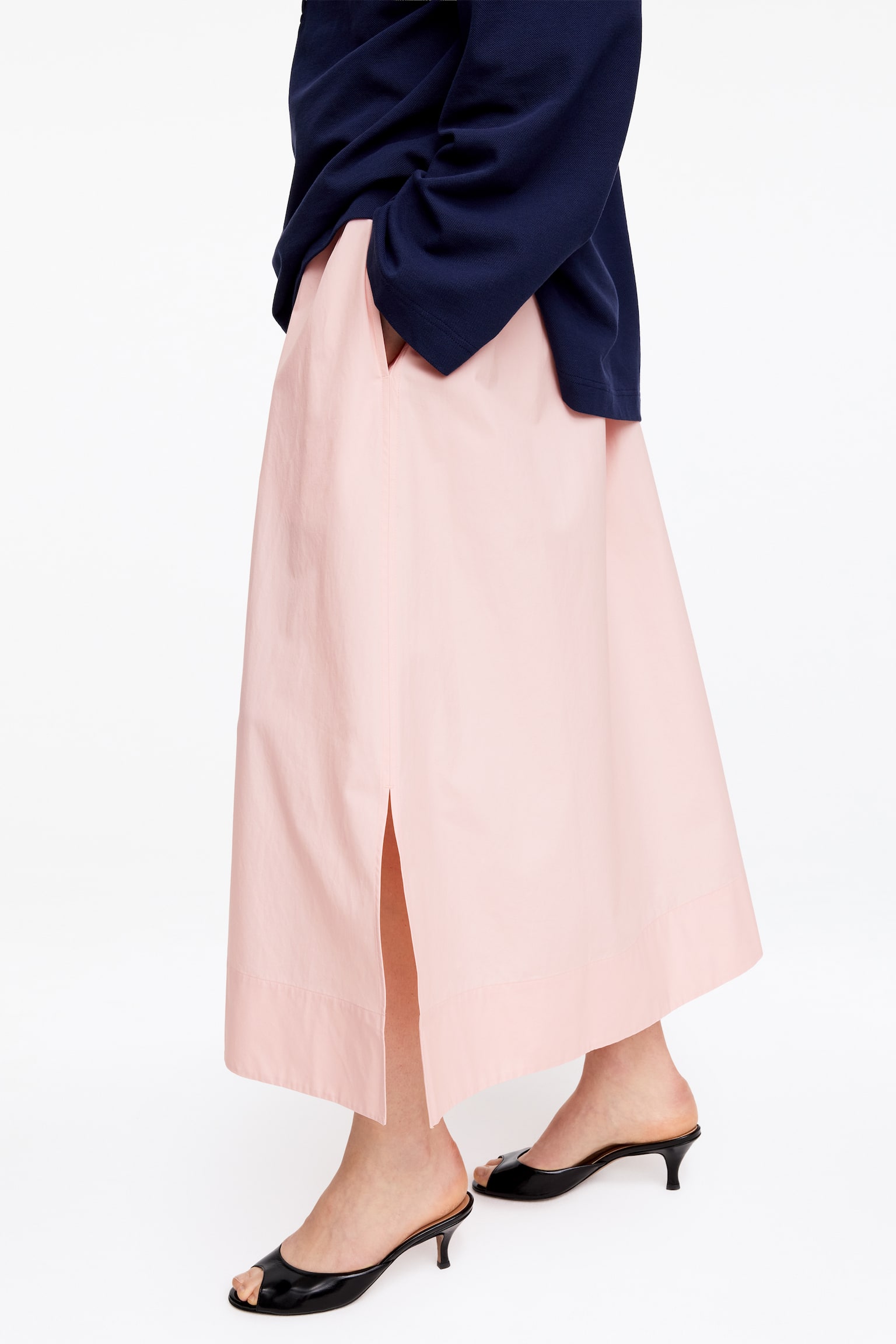 Jupe midi en coton - Rose/Bleu foncé - 5