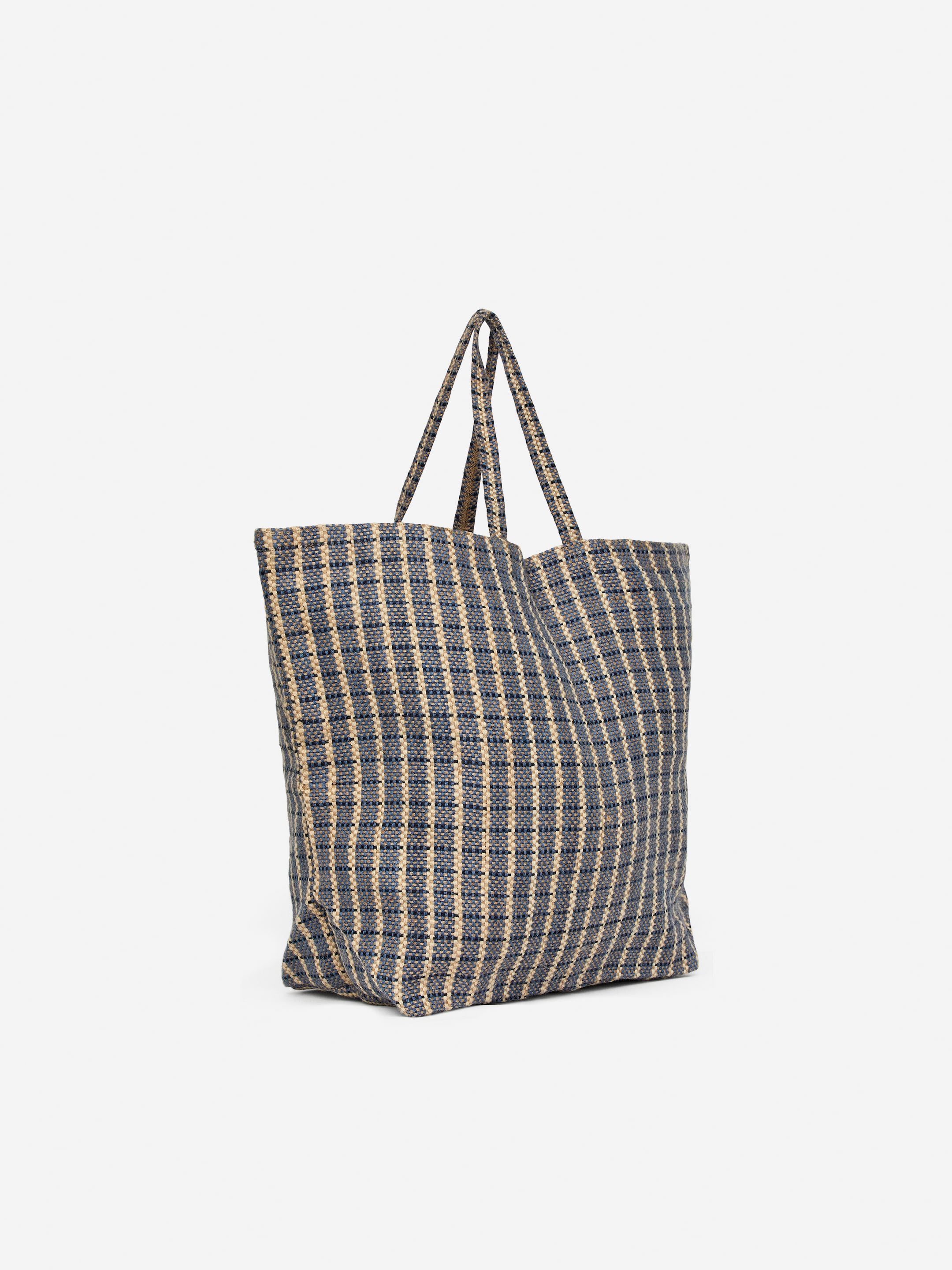 Visa större bild: Väska i jute - Blå/rutig - Home All | H&M SE 2