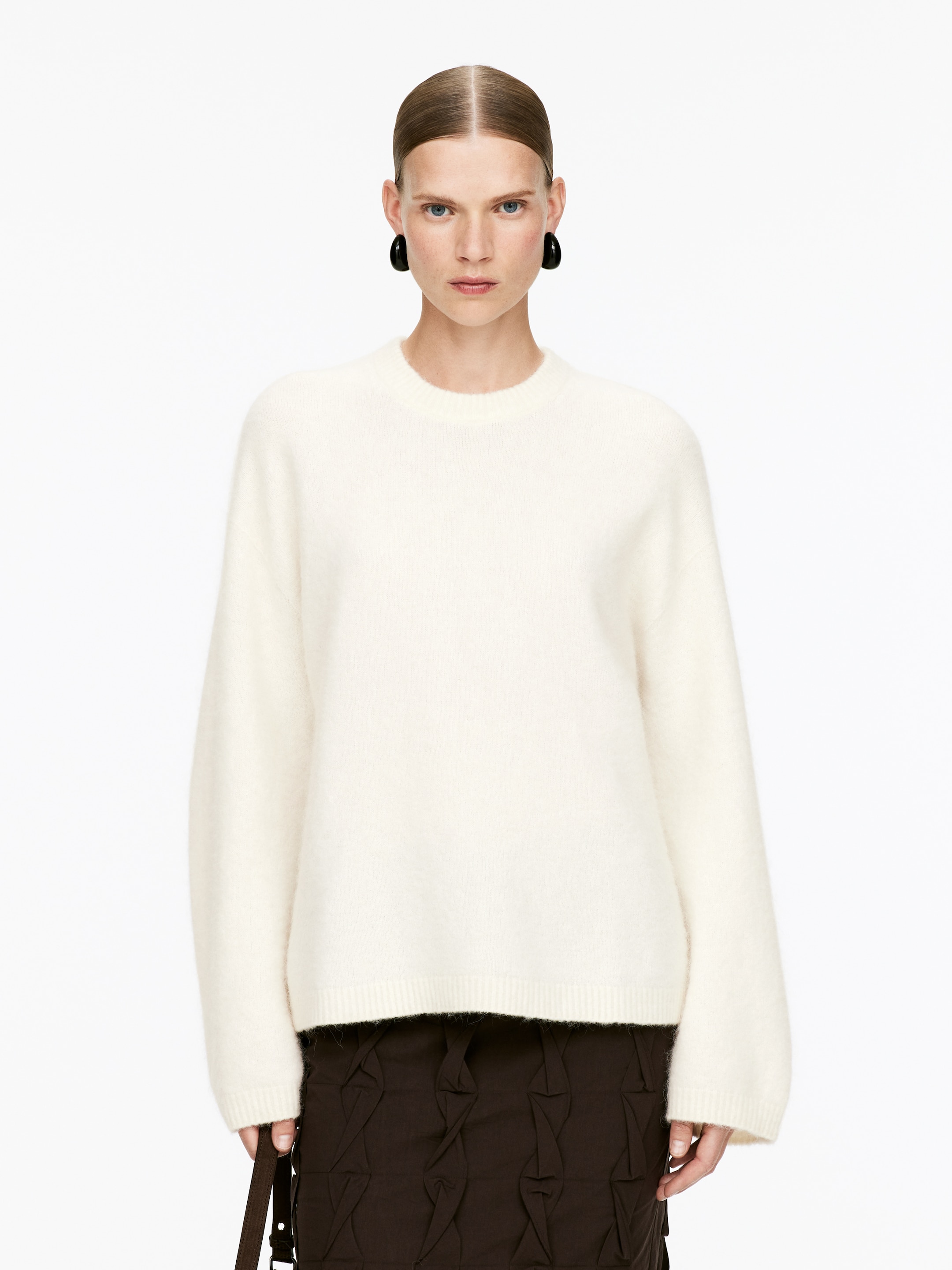 Visa större bild: Tröja i alpacka och ull - Off-white - DAM | H&M SE 1