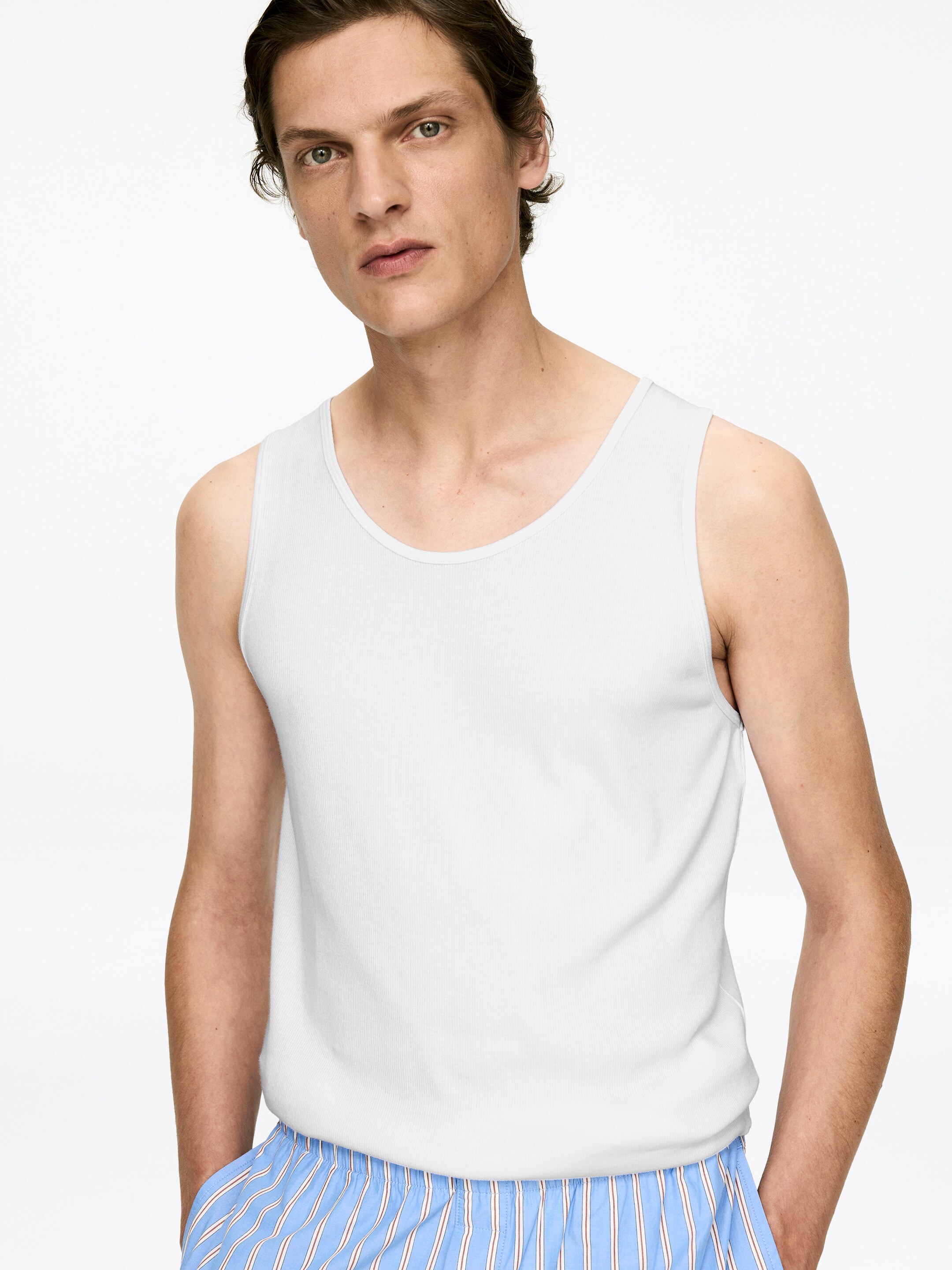 Zobrazit větší obrázek: Žebrované tílko - White - MUŽI | H&M CZ 4