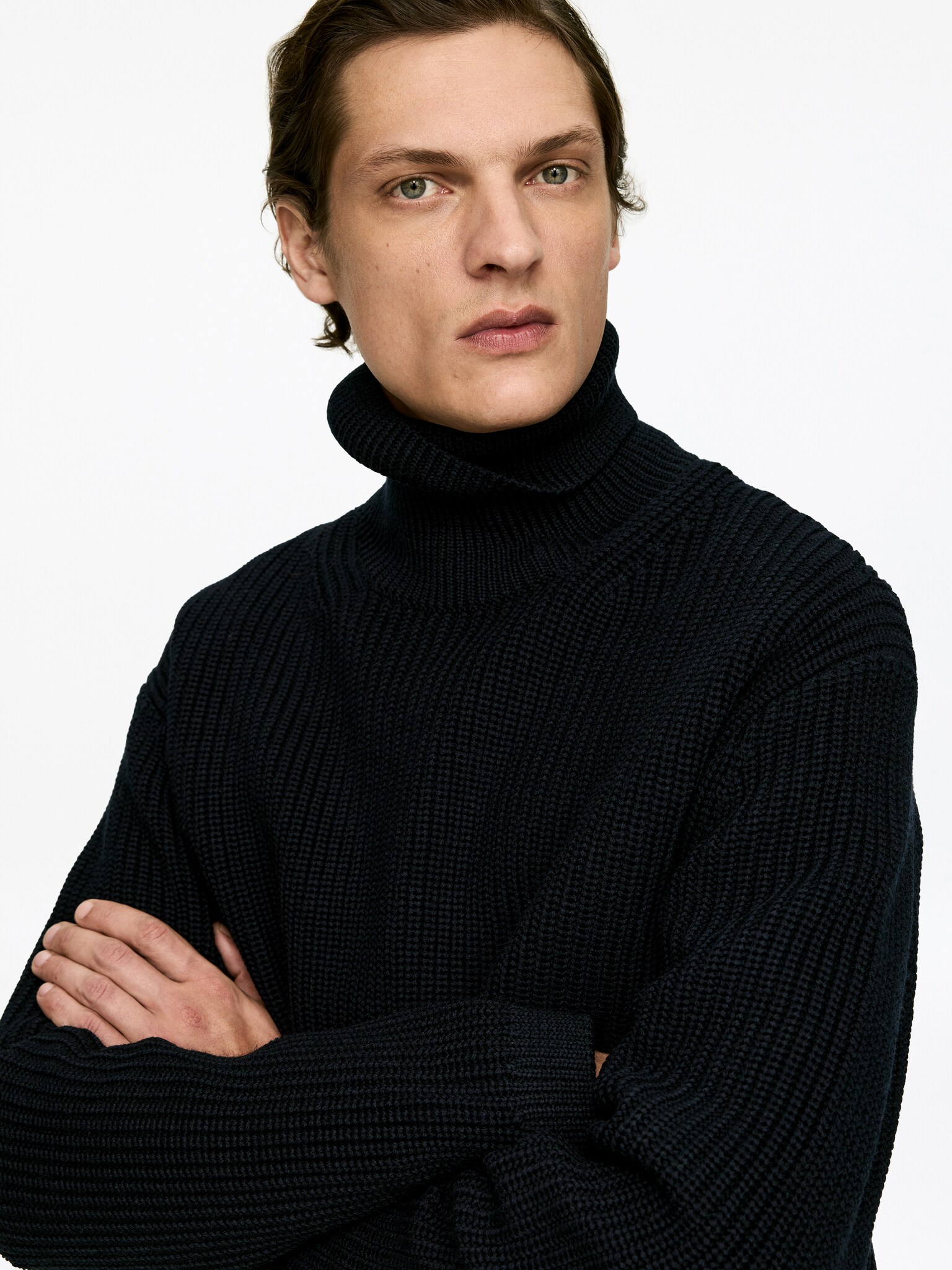 Heavy Wool Roll-Neck Jumper - Sötétkék - 3