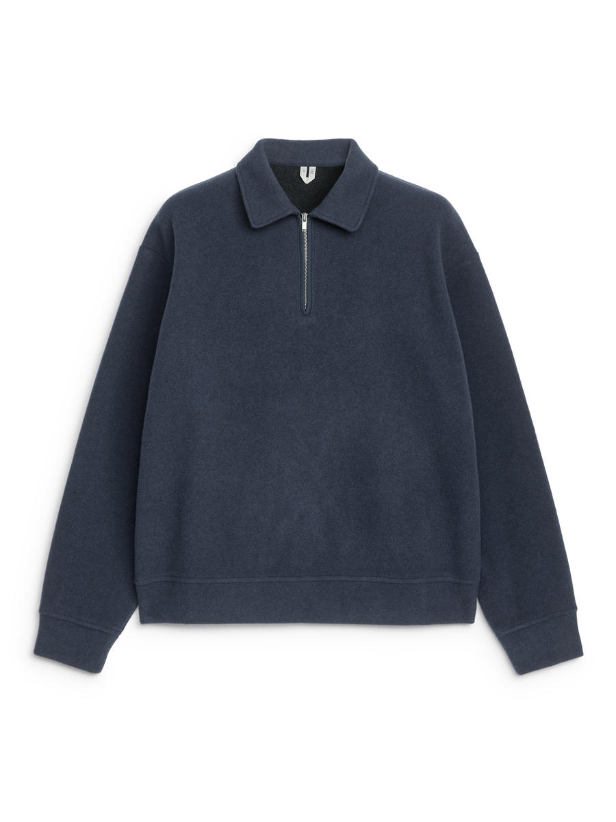 Double-Knit Half-Zip Jumper – Dark Blue – Men – ARKET NO