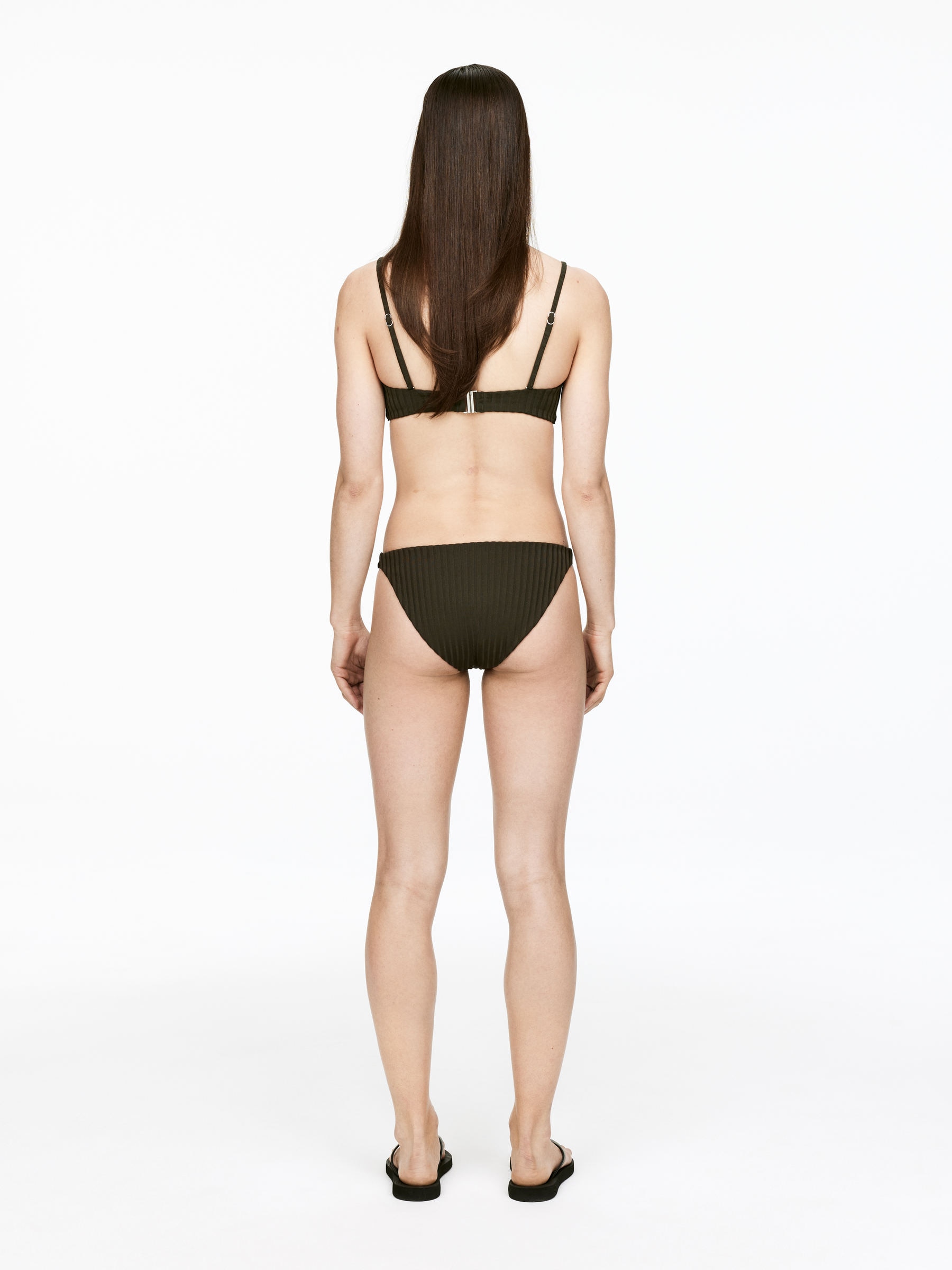 Ribbed Low-Waist Bikini Bottoms - Dark Khaki Green - Women - StillMedia/Lookbook - 5
