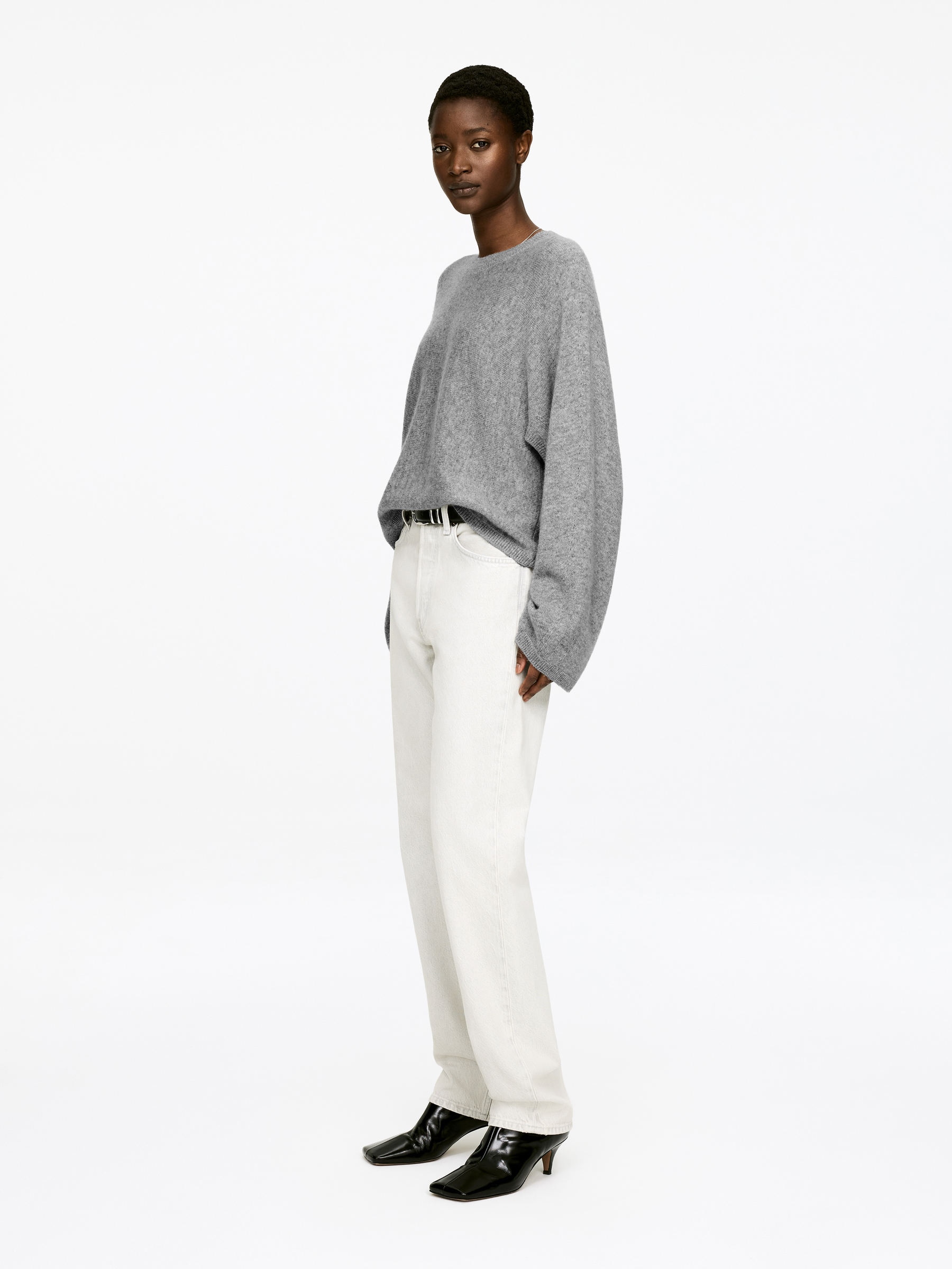 Jersey de cachemir puro con recortes​ - Gris jaspeado - Corte relajado - Women - StillMedia/Lookbook - 9