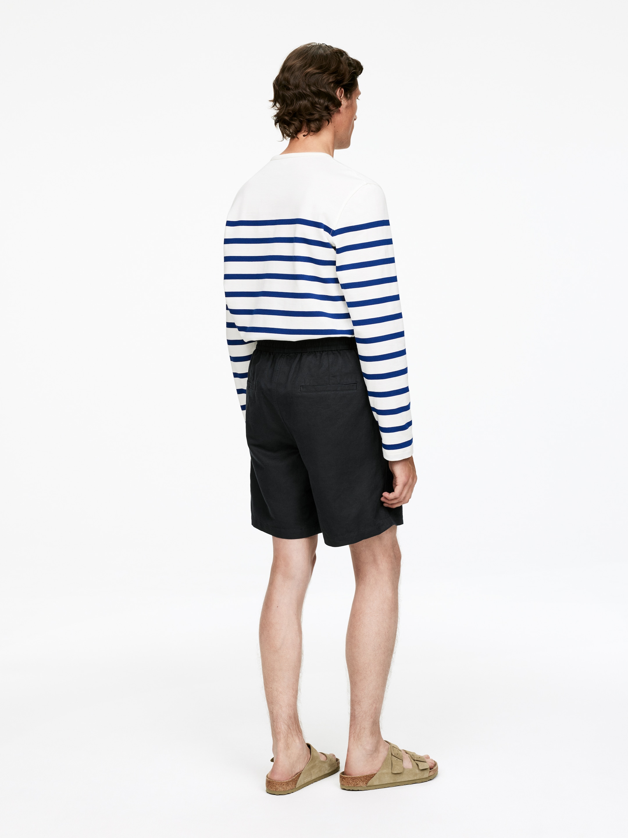 Agrandir l'image: Short en coton et lin avec cordon de serrage - Bleu foncé - HOMME | H&M BE 2