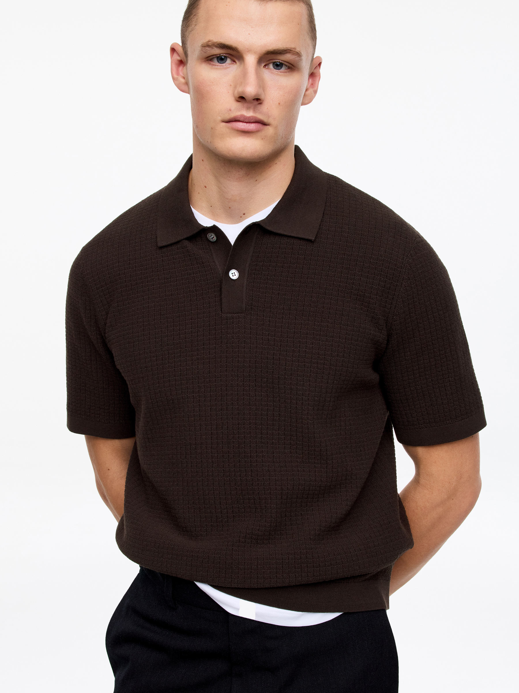 Polo en maille de coton - Marron - Regular fit - Homme - StillMedia/Lookbook - 4