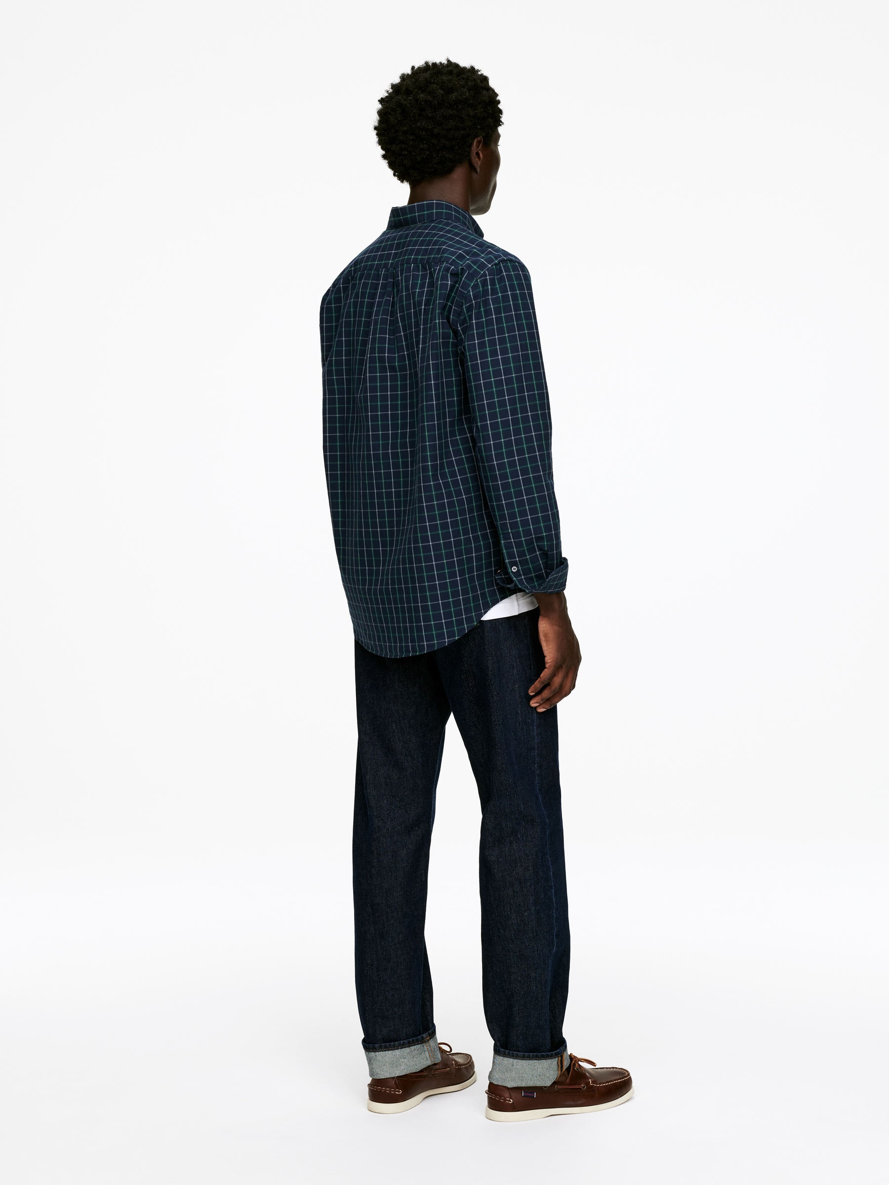 Relaxed Cotton Shirt - Dark Blue/Green - Regular fit - men - StillMedia/Lookbook - 3