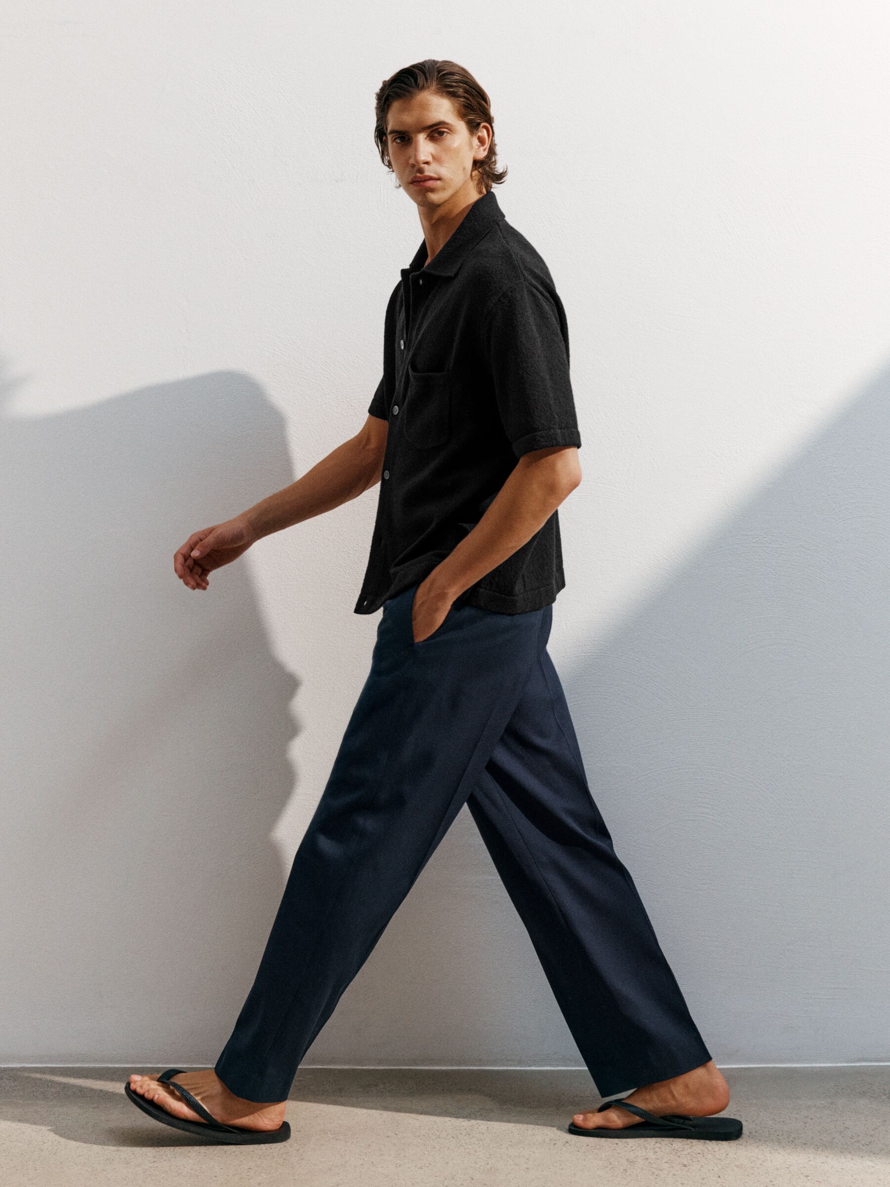Wide Dressed Cotton Trousers-#2B2C32-19279