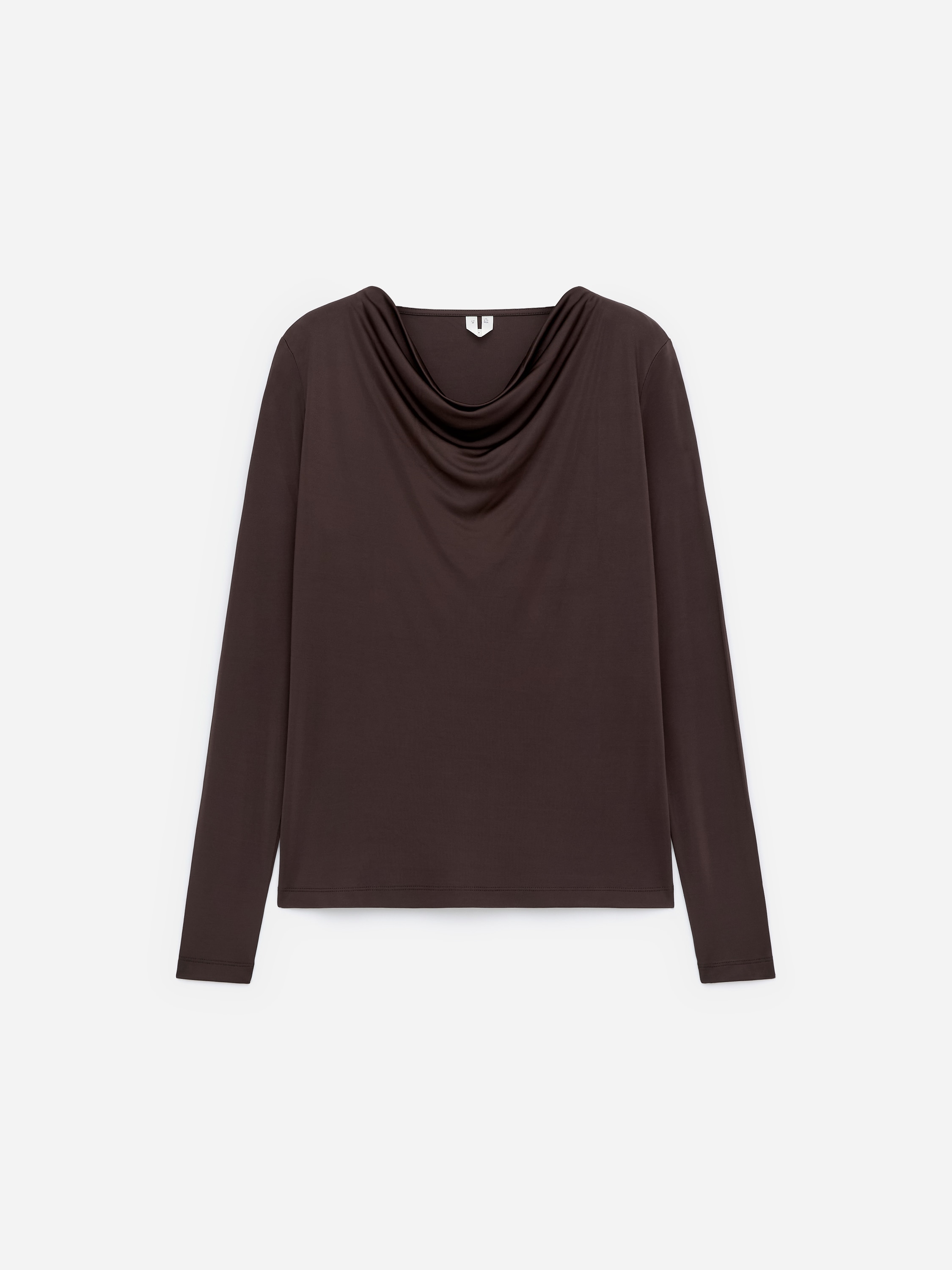 Топ с драпирано деколте - Тъмнокафяво