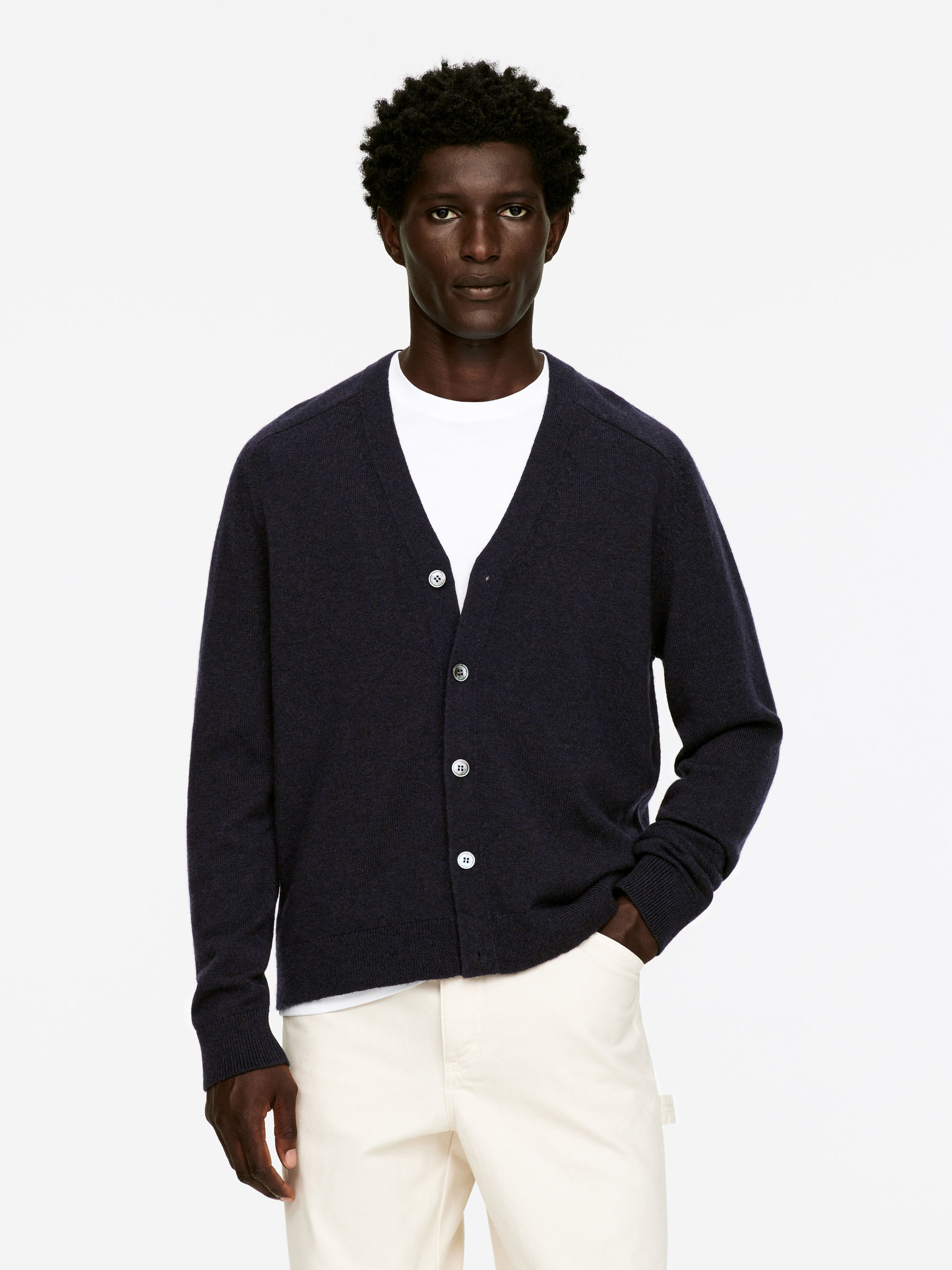 Lambs Wool V-Neck Cardigan-#272930-16329