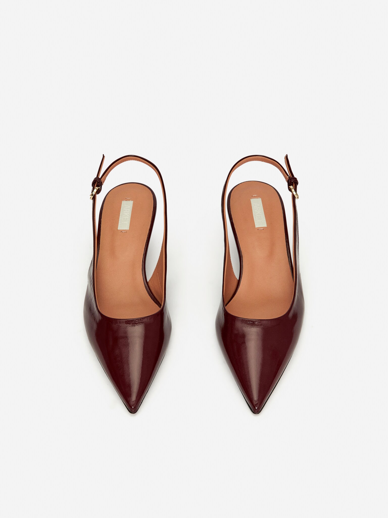 Zapatos de salón de piel con tiras traseras - Burdeos - 2