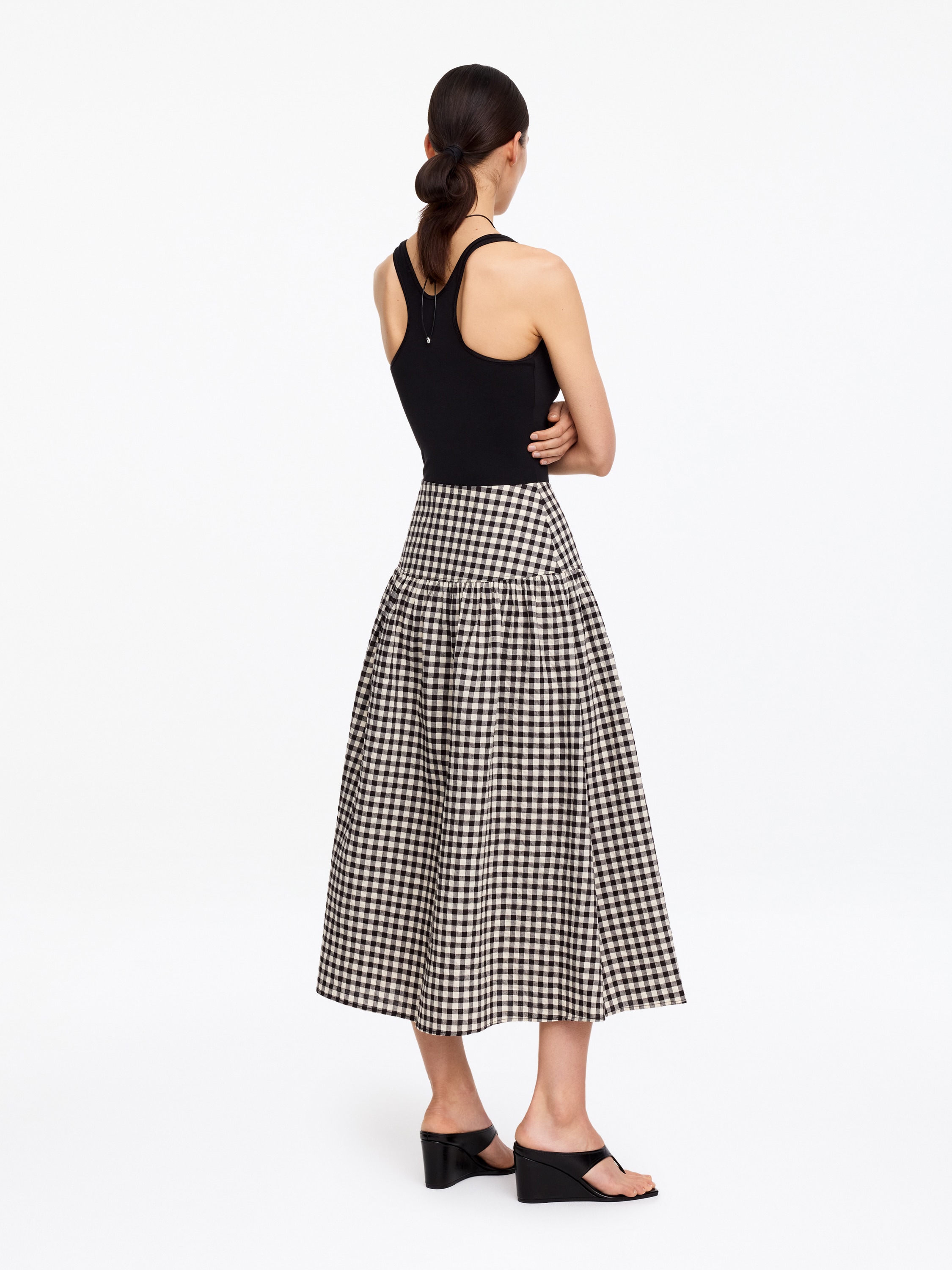 Seersucker Skirt – White/Black – Women – ARKET EU