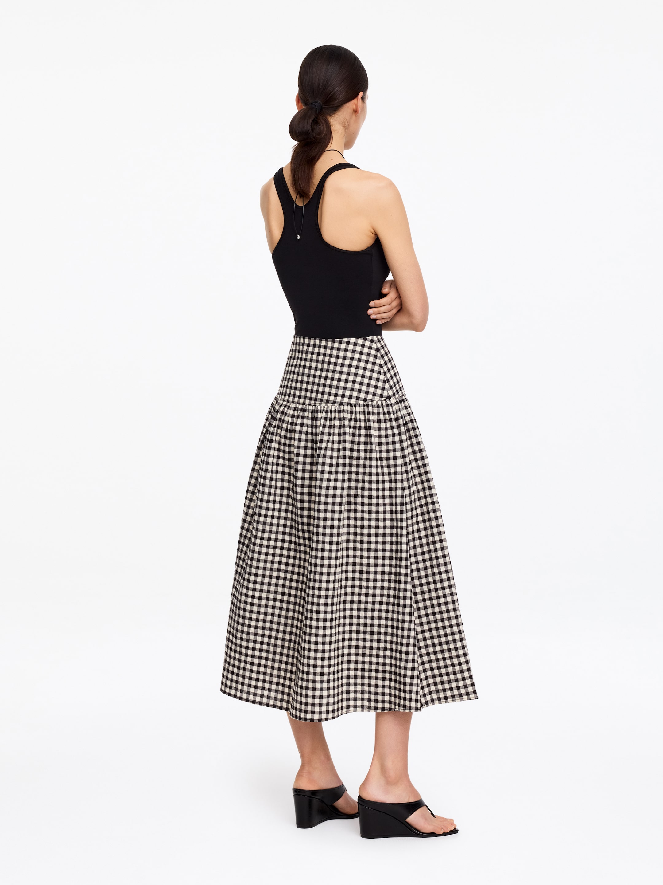 Gonna in seersucker - Bianco/Nero - Regular fit - Women - StillMedia/Lookbook - 5