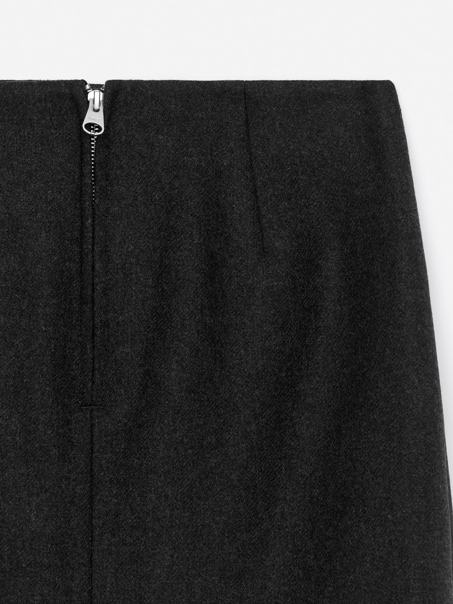 Mini-jupe en mélange de laine - Gris foncé/Rouge - 3
