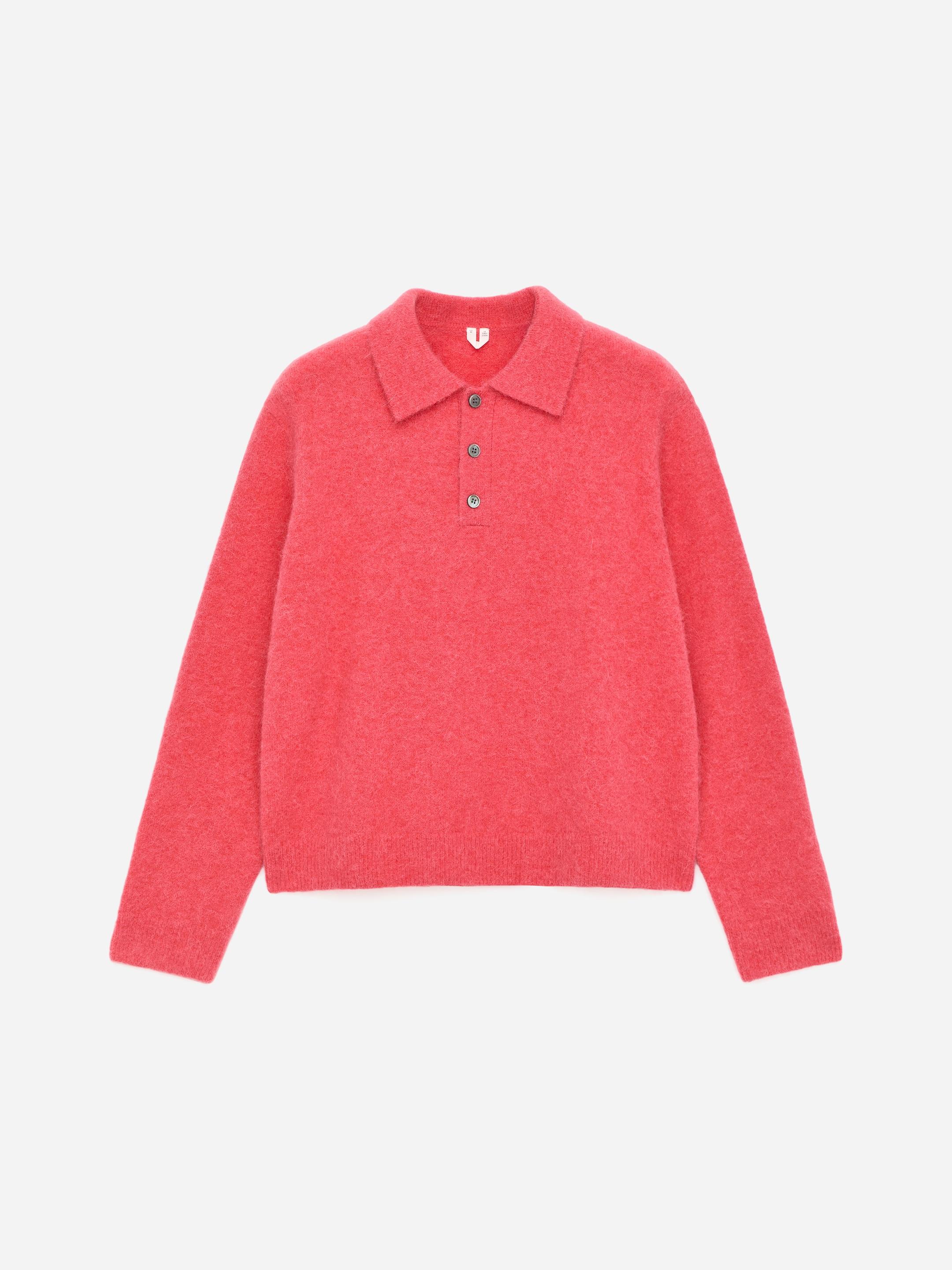 Alpaca Wool Blend Polo Shirt-Pink-17753
