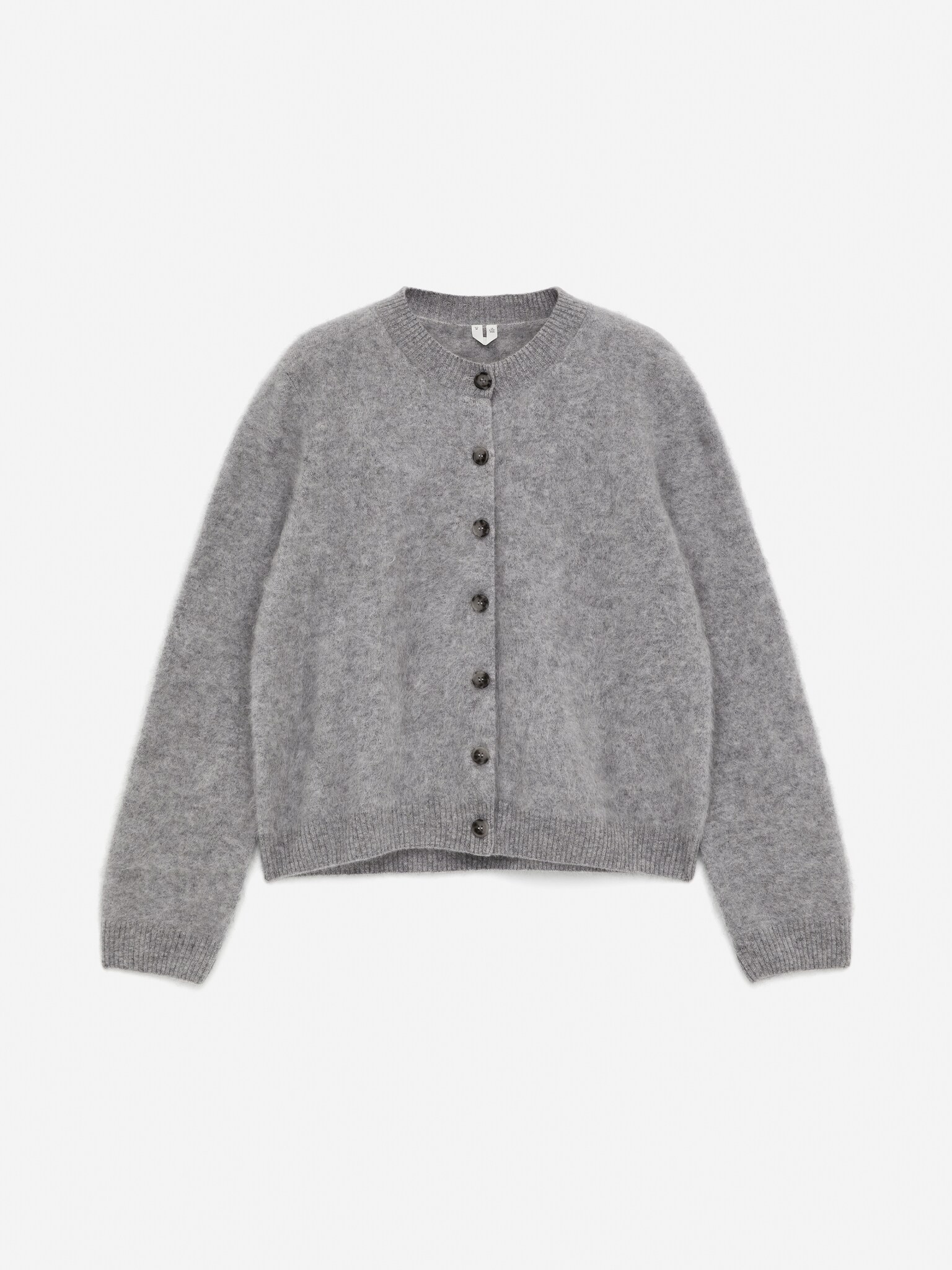 Cardigan i ren borstad kashmir - Grå/Svart - 2