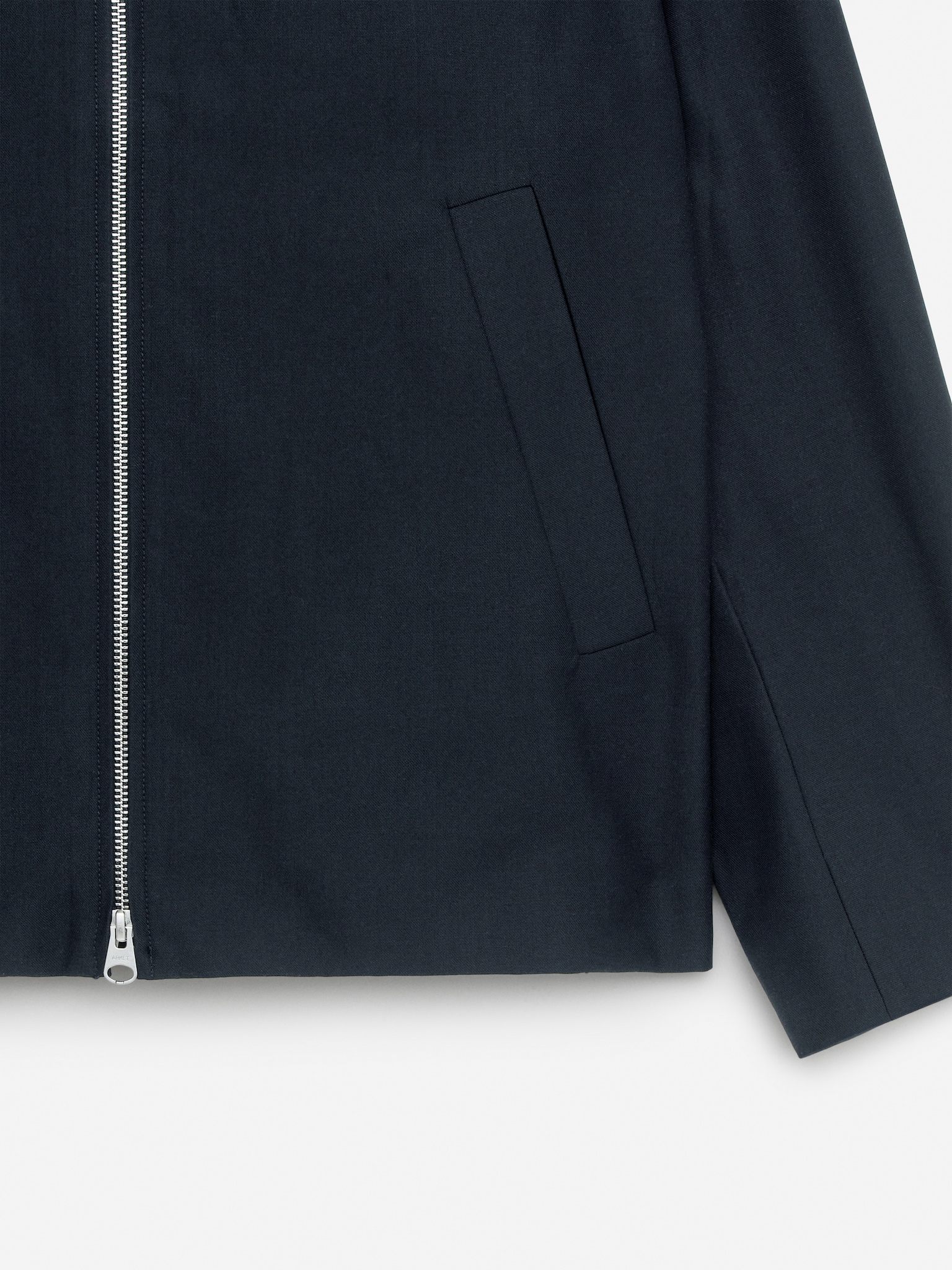 Veste zippée en laine et coton - Bleu foncé - 2