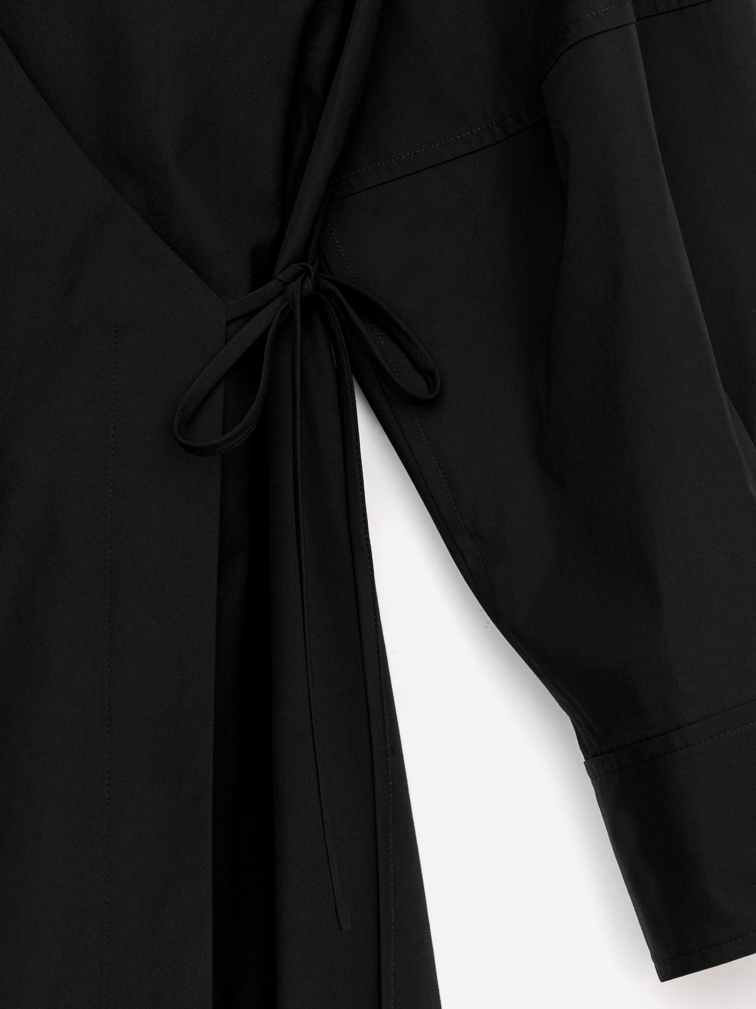 Cotton Wrap Dress - Black/White - 3