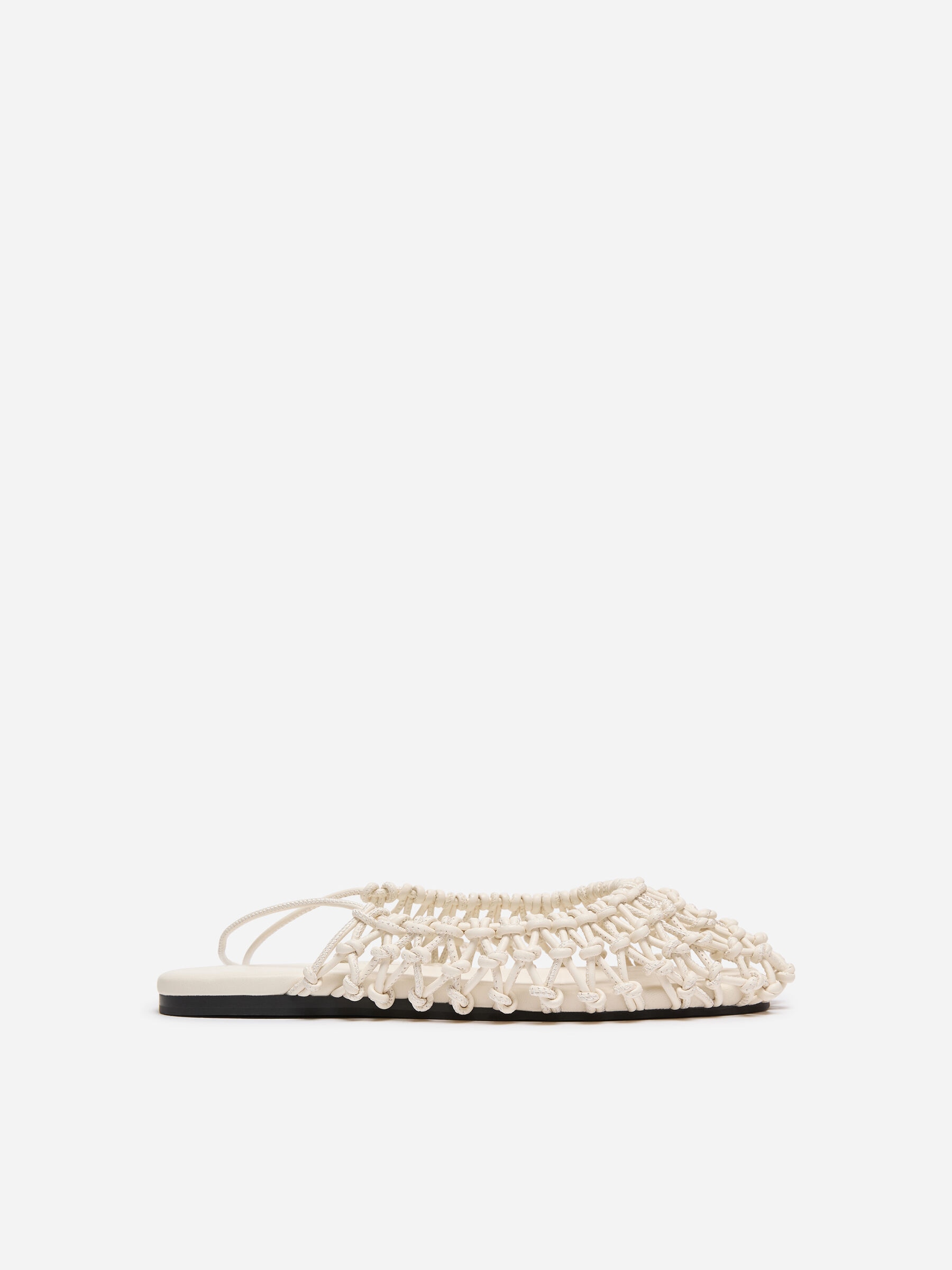 Woven Leather Slingback Flats - Off-white - Women - StillMedia/DescriptiveStillLife - 3