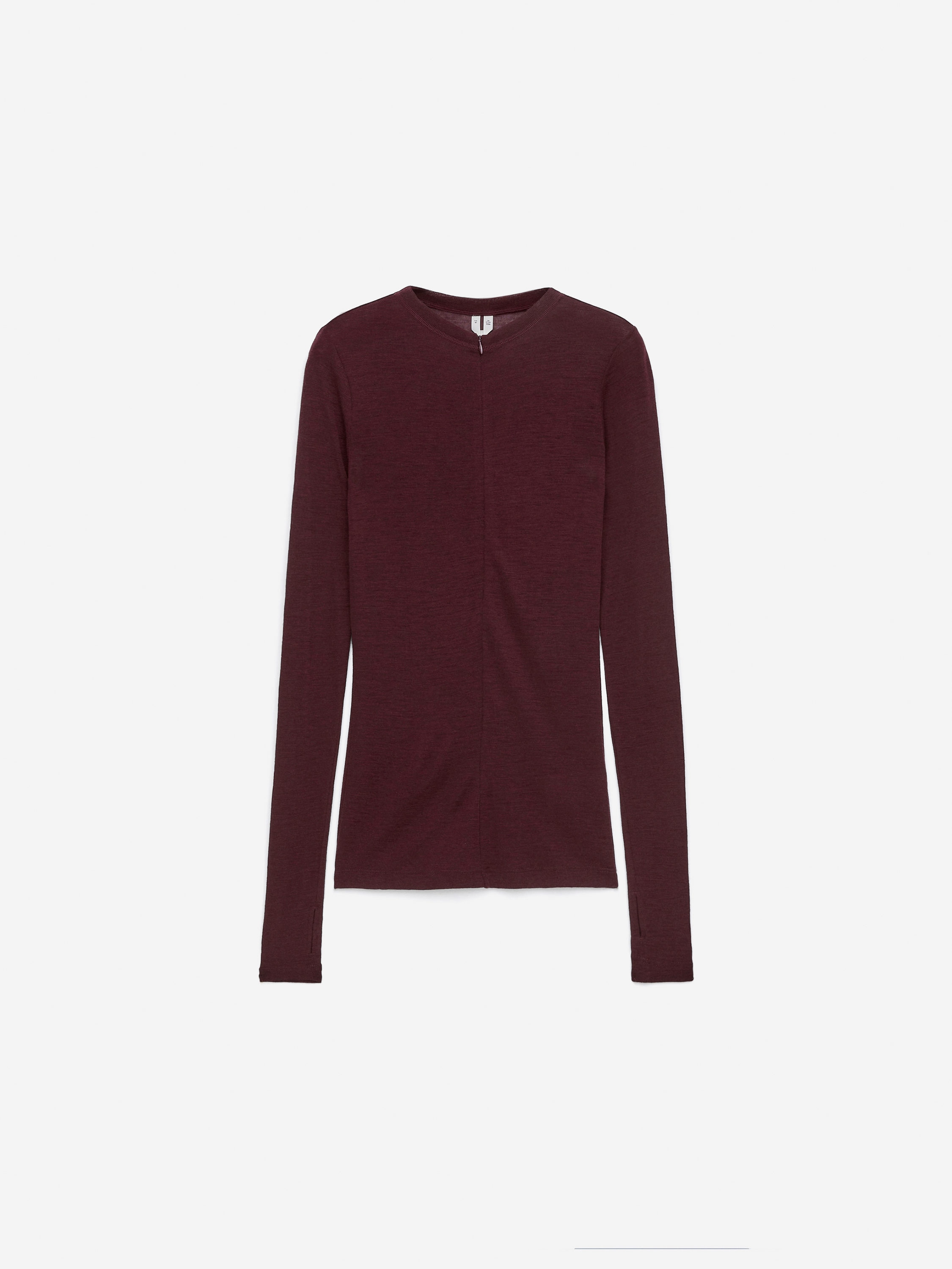 Half-Zip Wool Top-#4B262D-16351