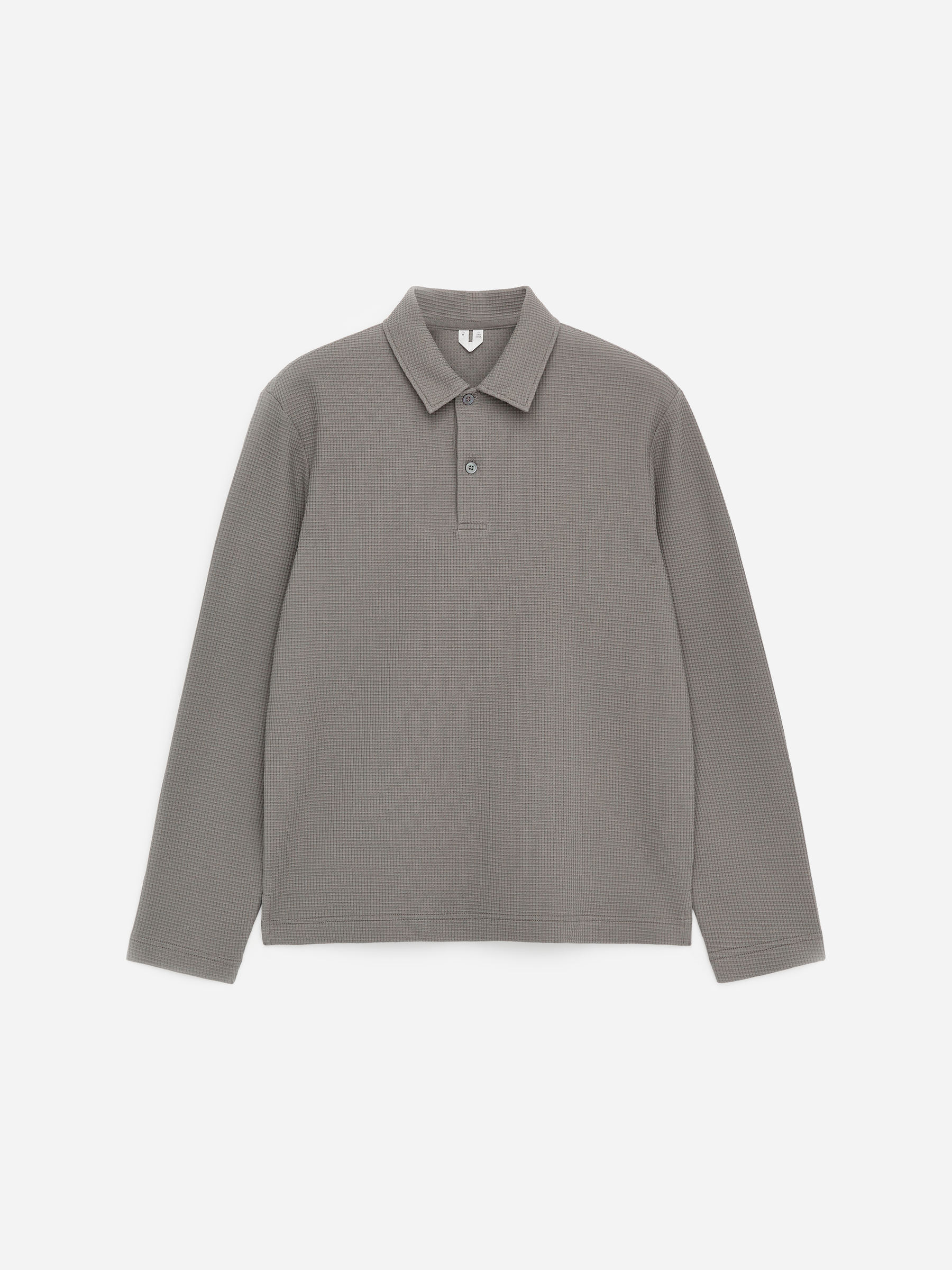 Waffle Polo Shirt-#7C7772-18554