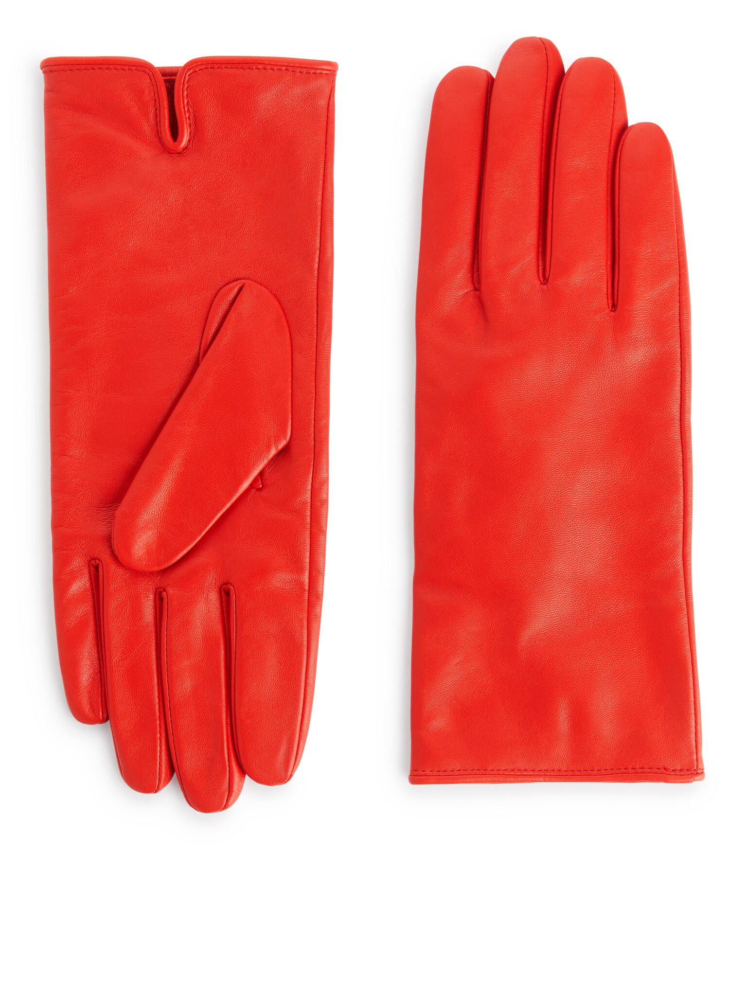 Lined Leather Gloves - Red/Fekete