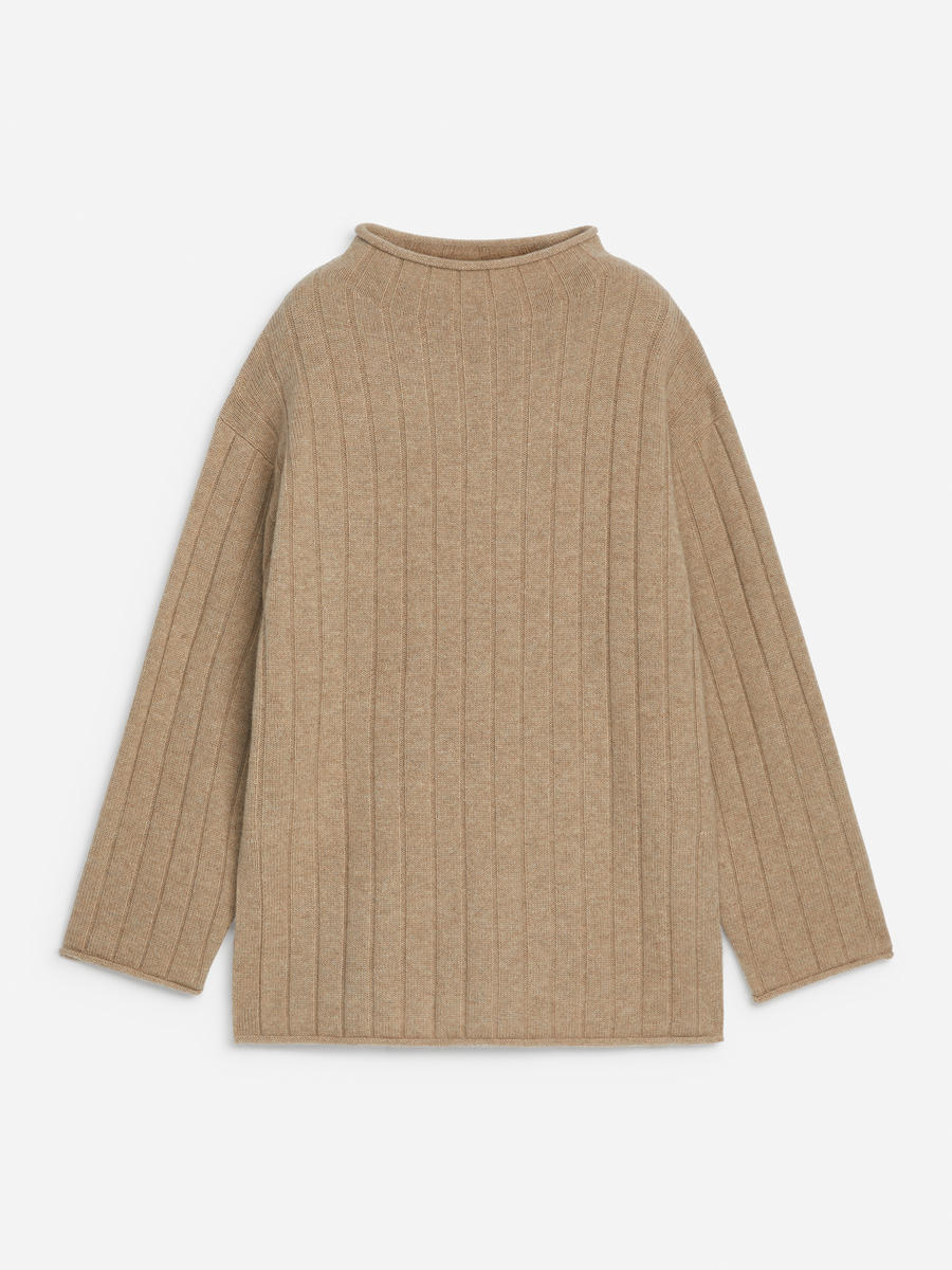 ARKET Women's  Cashmere-Wool Rib Jumper Beige,  size XXS