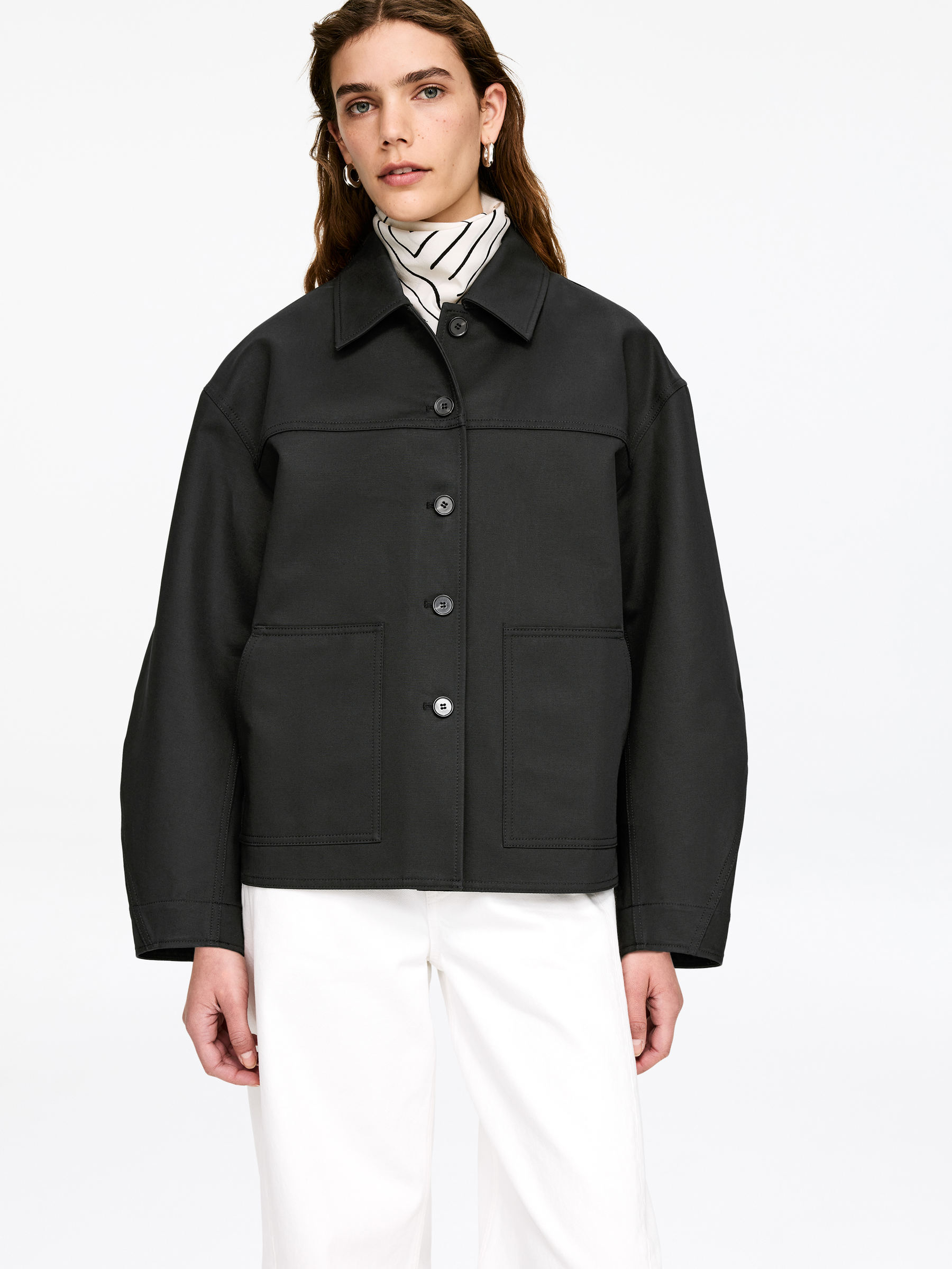 Structured Overshirt - Black - Loose fit - Women - StillMedia/Lookbook - 5
