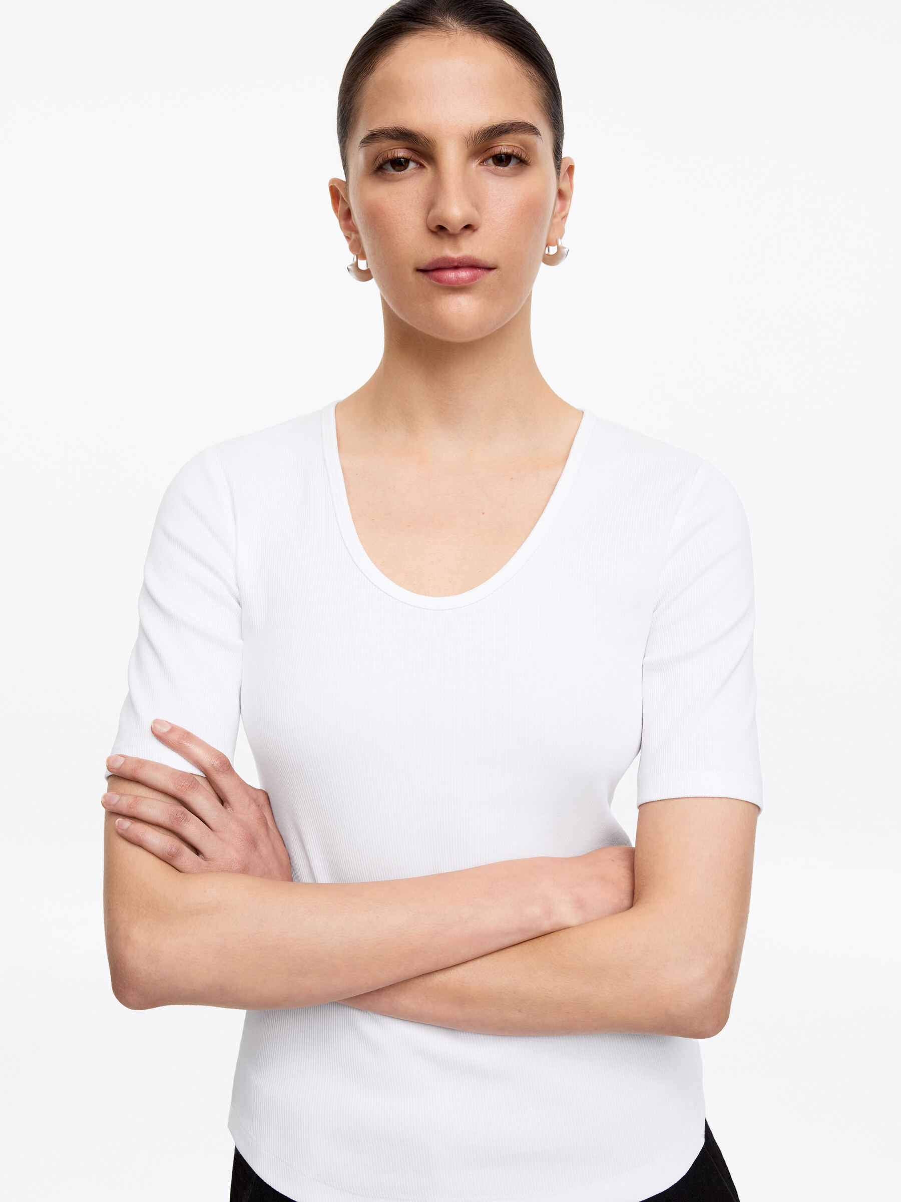 Ribbed T-Shirt - White - Slim fit - Women - StillMedia/Lookbook - 9