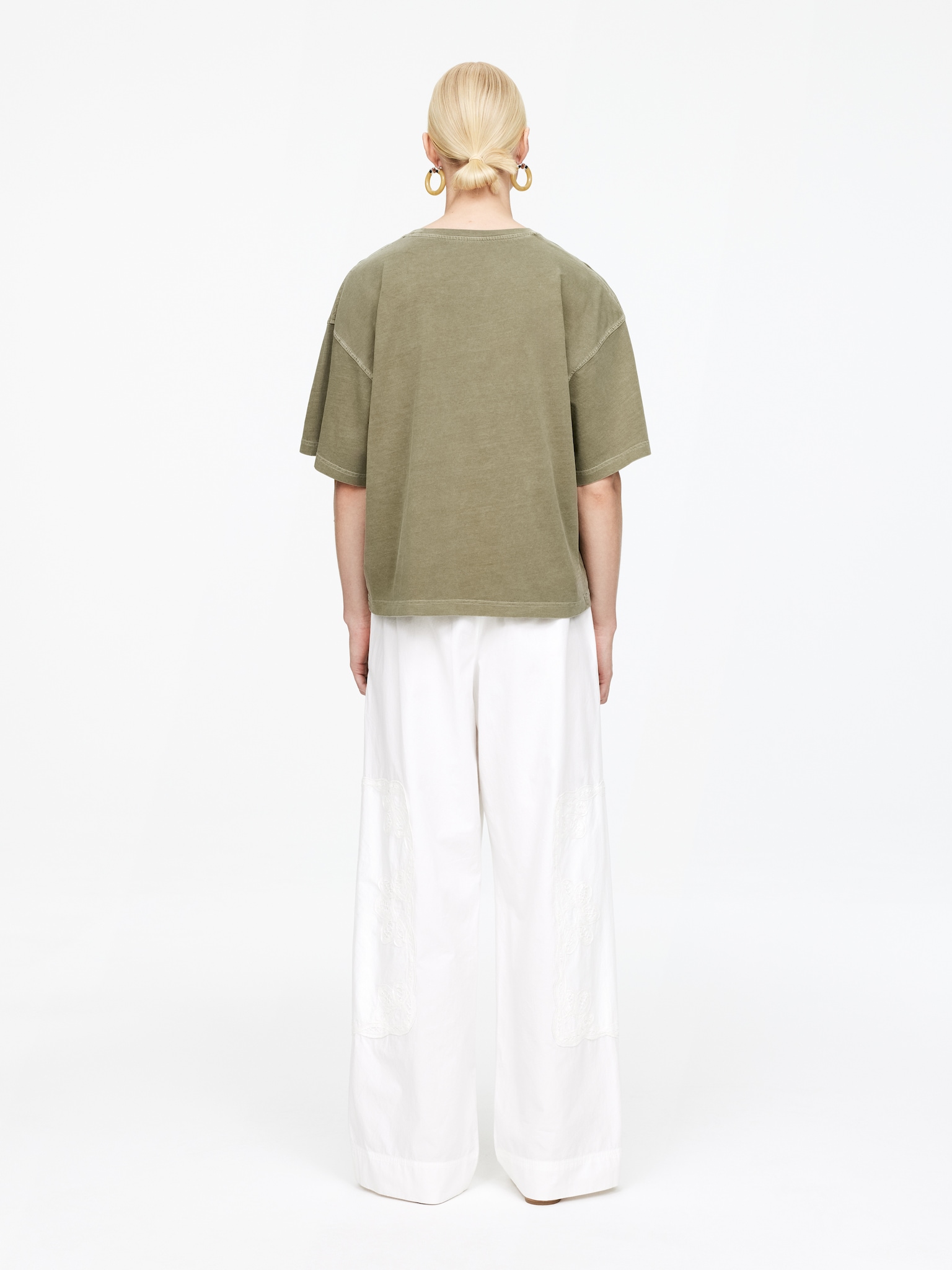 T-shirt en coton - Vert kaki/Noir - 5