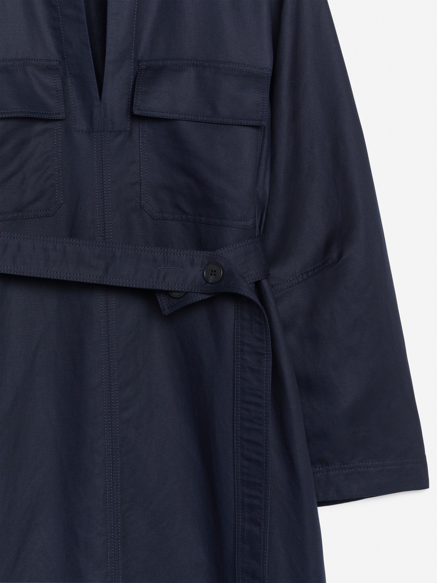 Linen-Lyocell Dress - Dark Blue - 2