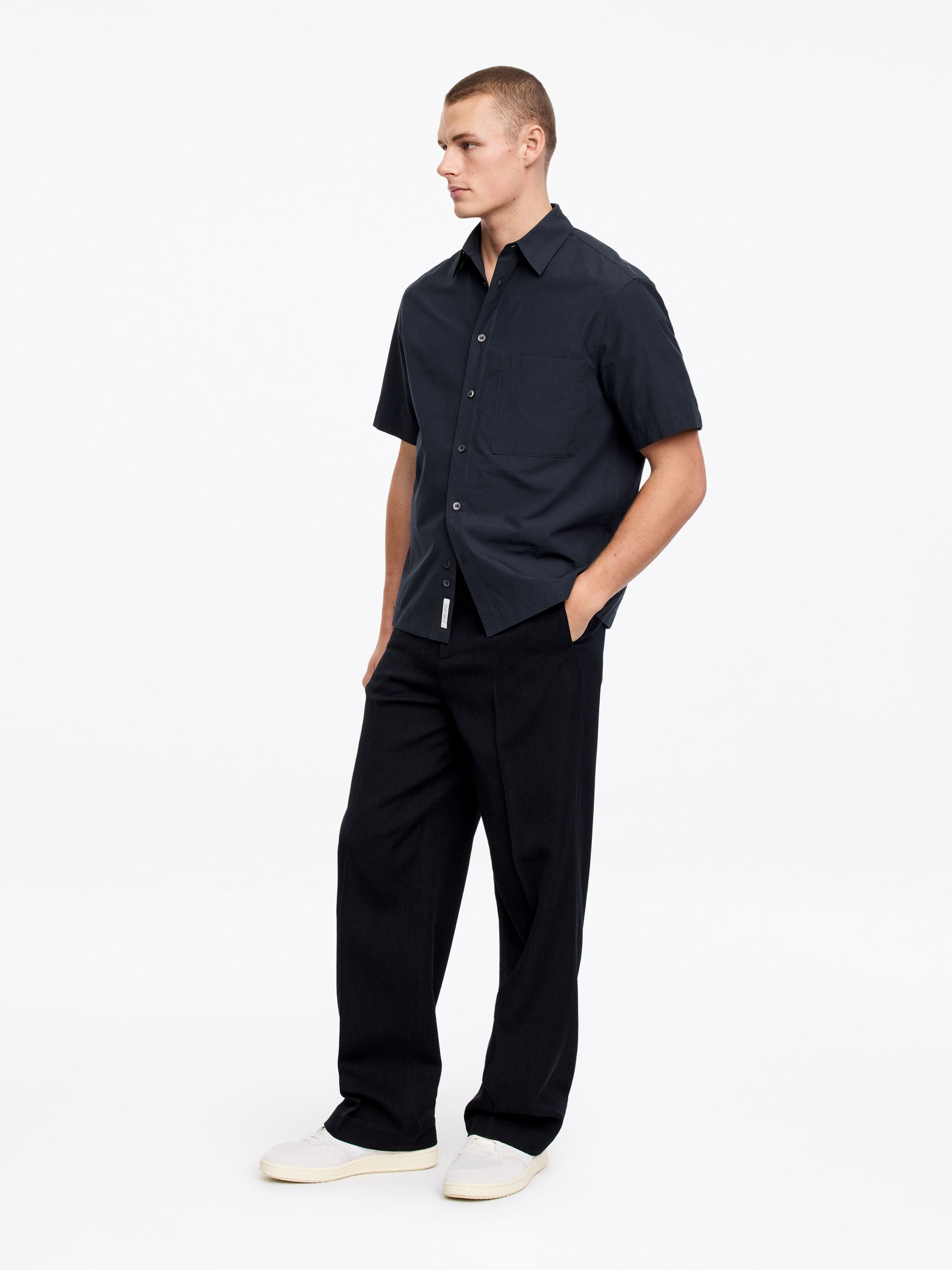 Short-Sleeve Poplin Shirt - Dark Blue - Relaxed fit - Men - StillMedia/Lookbook - 5