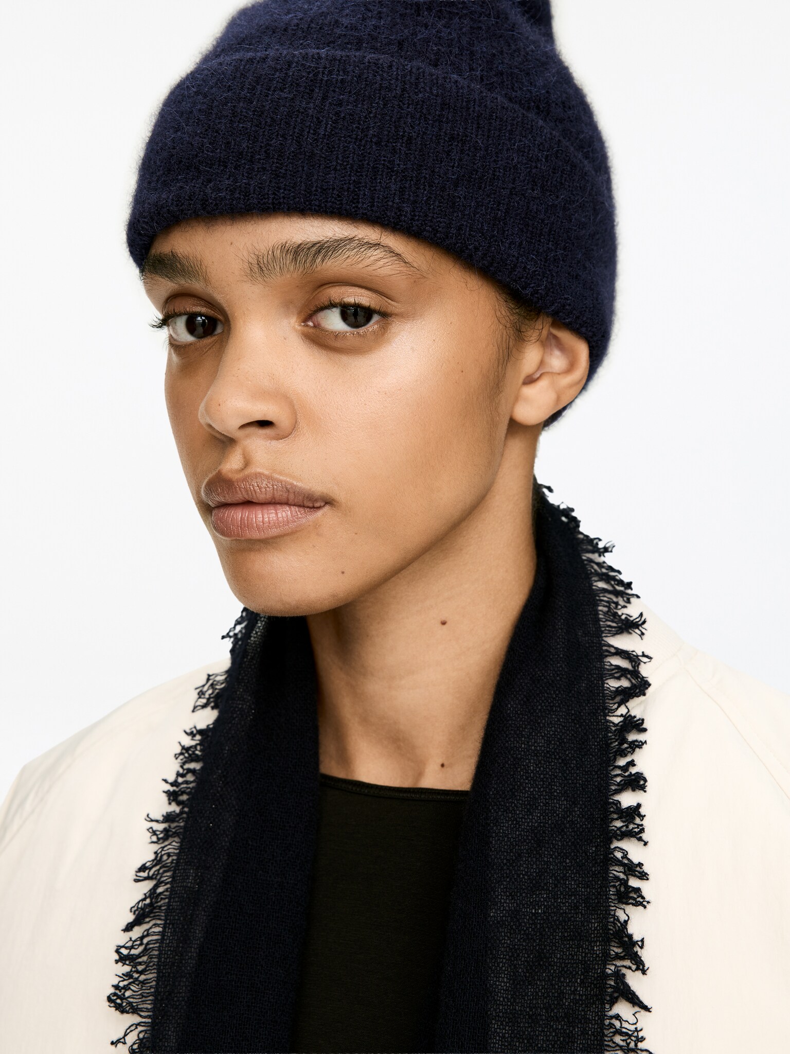 Beanie van een alpaca-wolmix - Donkerblauw/Roestbruin - 2