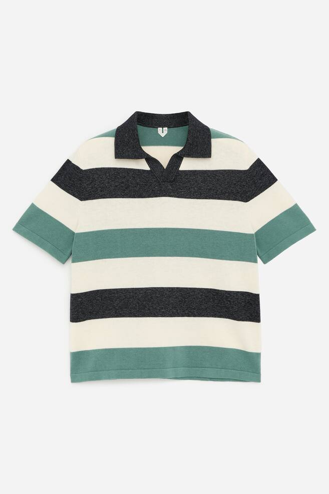 Block-Stripe Polo Shirt - Blue/Striped - 1