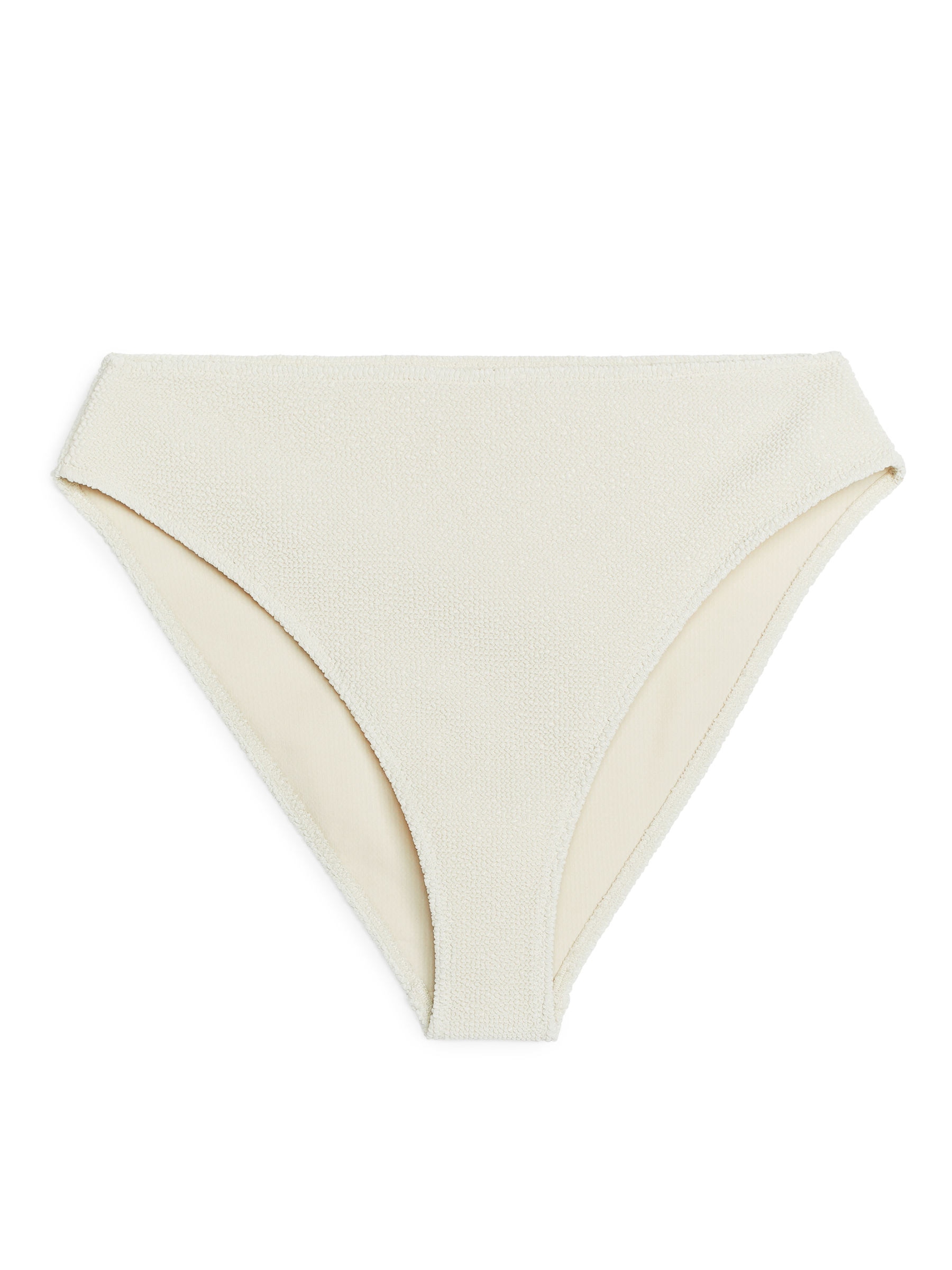 Mid Waist Crinkle Bikini Bottom-White-1760