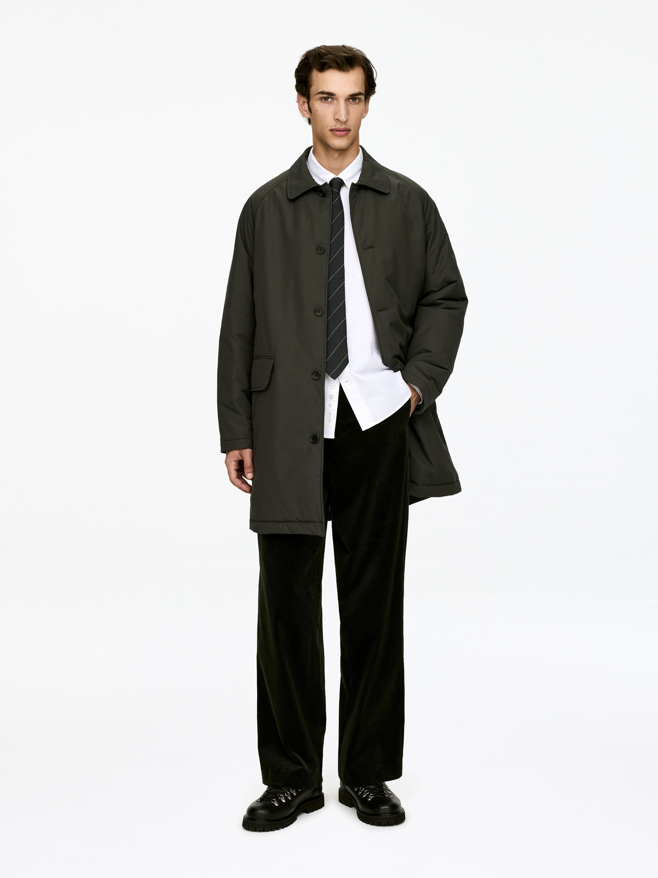 Lätt vadderad carcoat - Mörkgrön - Loose fit - Men - StillMedia/Lookbook - 6