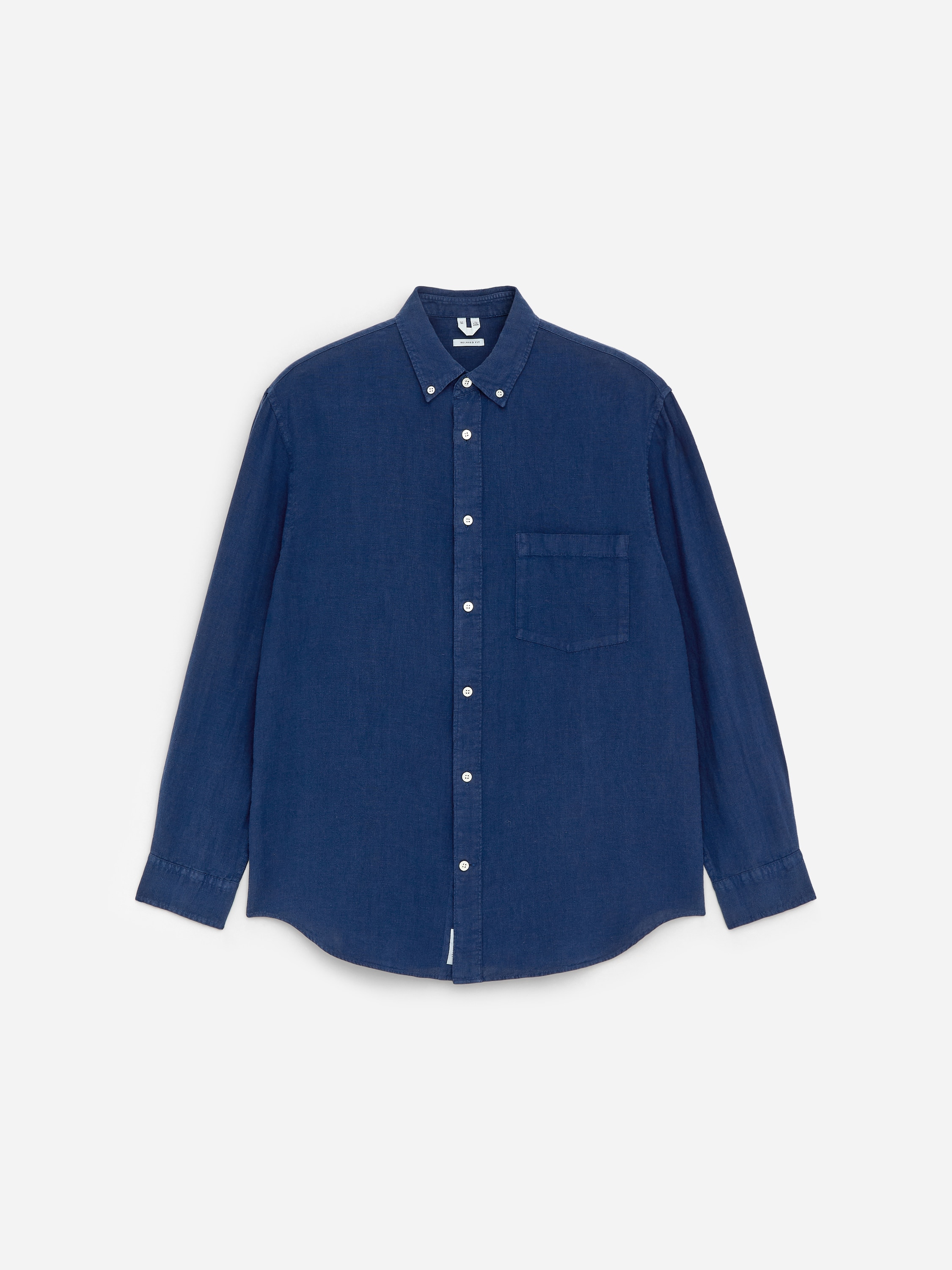 Camicia in lino dalla vestibilità rilassata - Blu scuro/Rosa polvere scuro/Bianco sporco/Verde menta